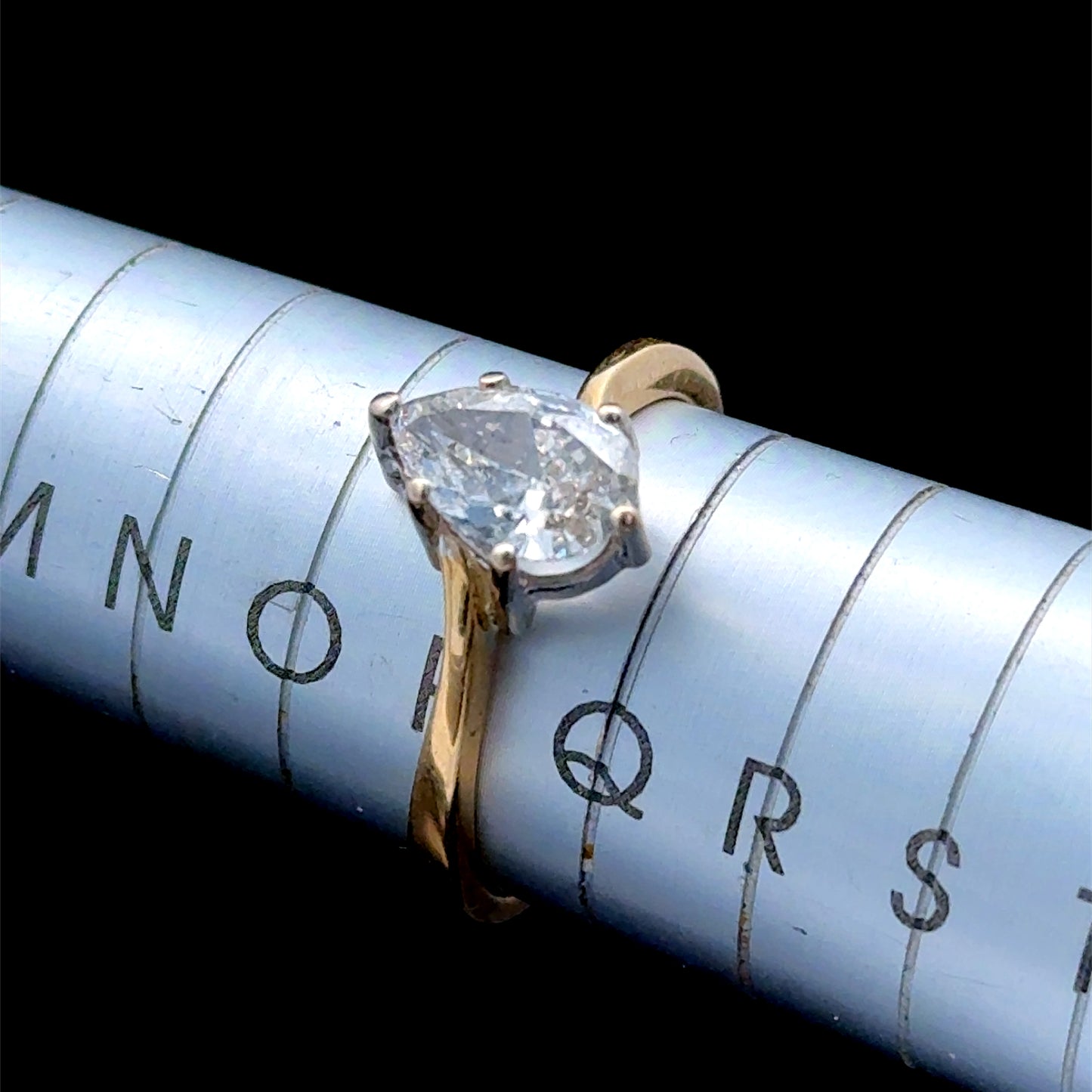 18K Yellow Gold Pear Diamond Solitaire Ring APPX 1.5 CTS