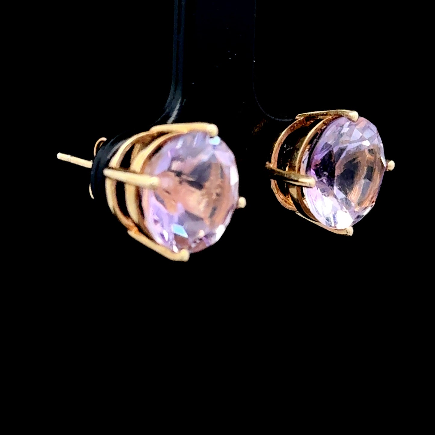 9K Yellow Gold Amethyst Studs