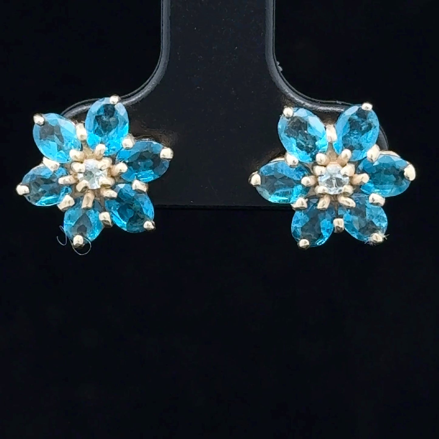 9K Yellow Gold Apatite & Aquamarine Cluster Studs