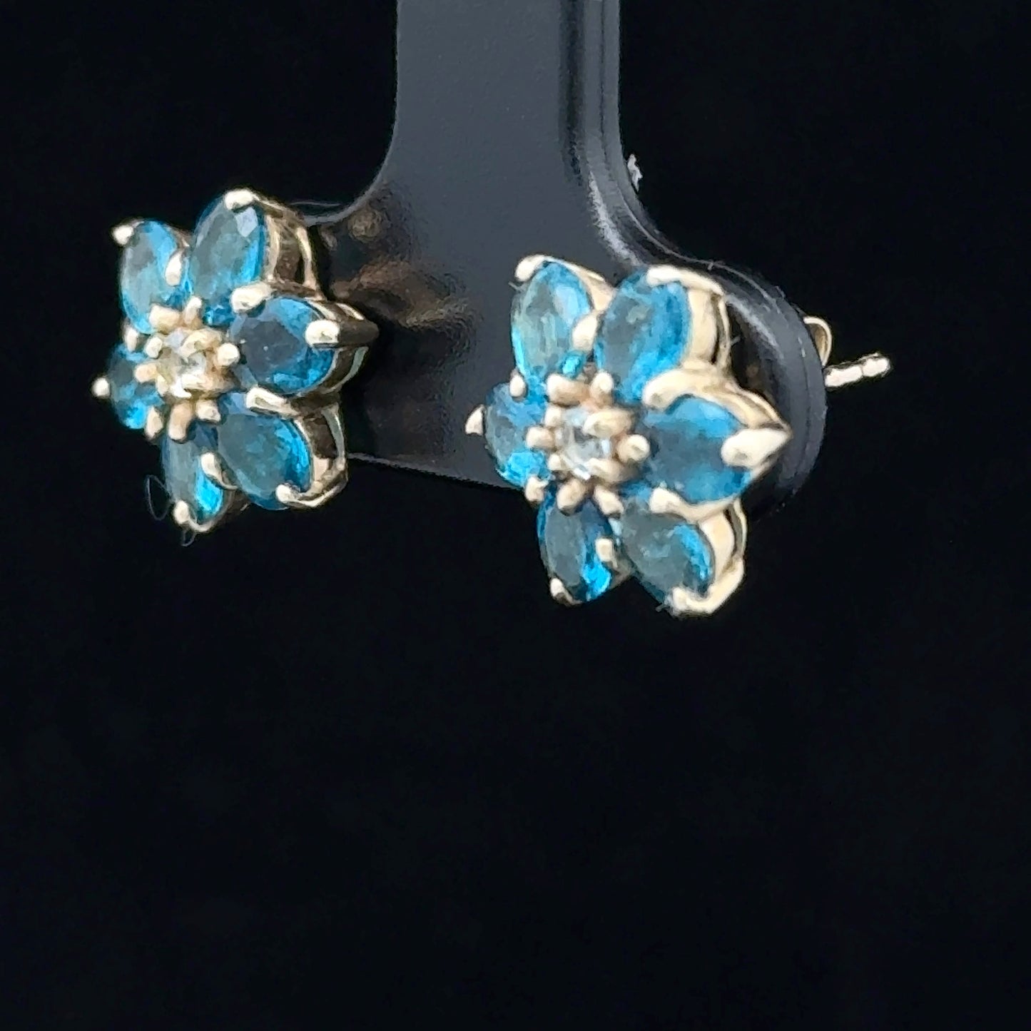 9K Yellow Gold Apatite & Aquamarine Cluster Studs