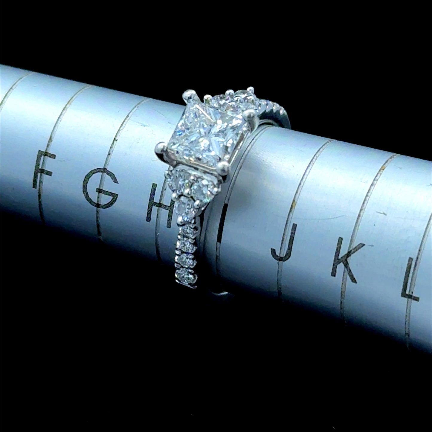 Platinum Princess Diamond Solitaire Diamonds To Shoulders GIA F VS2 APPX 1.01 CTS