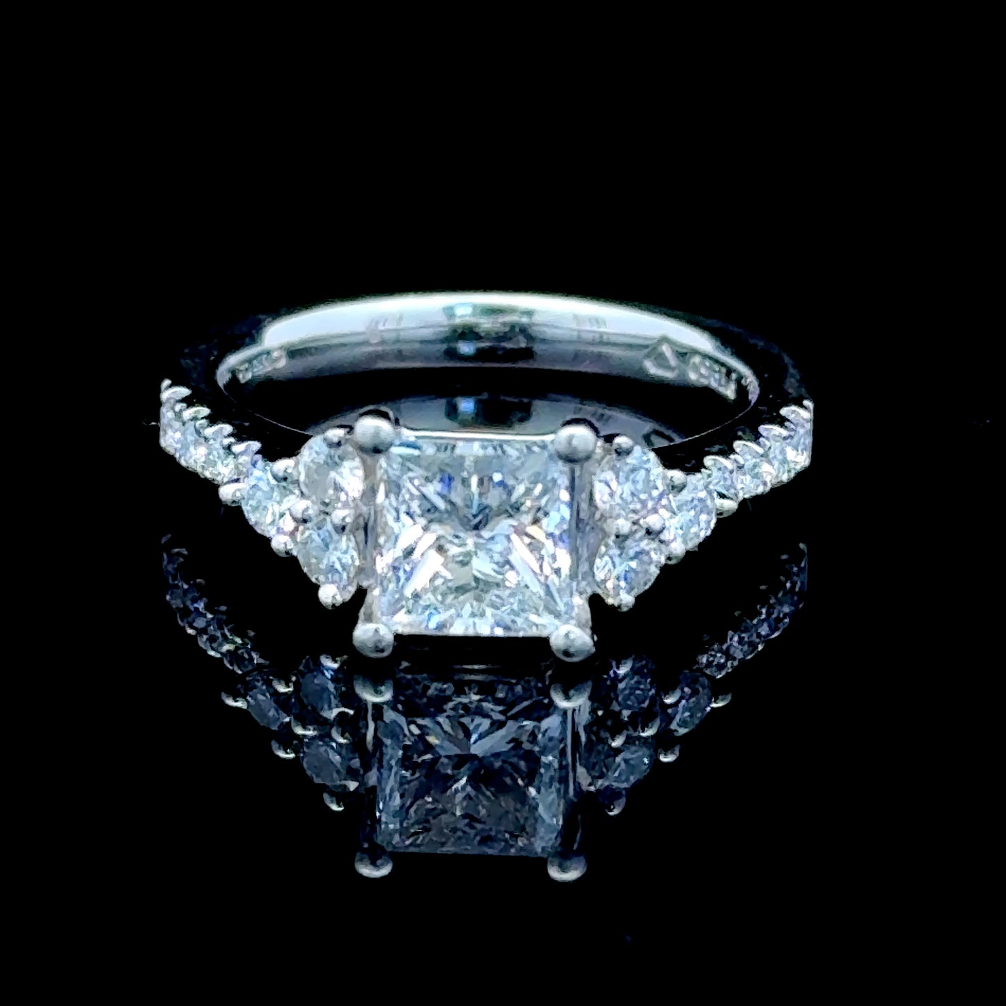 Platinum Princess Diamond Solitaire Diamonds To Shoulders GIA F VS2 APPX 1.01 CTS