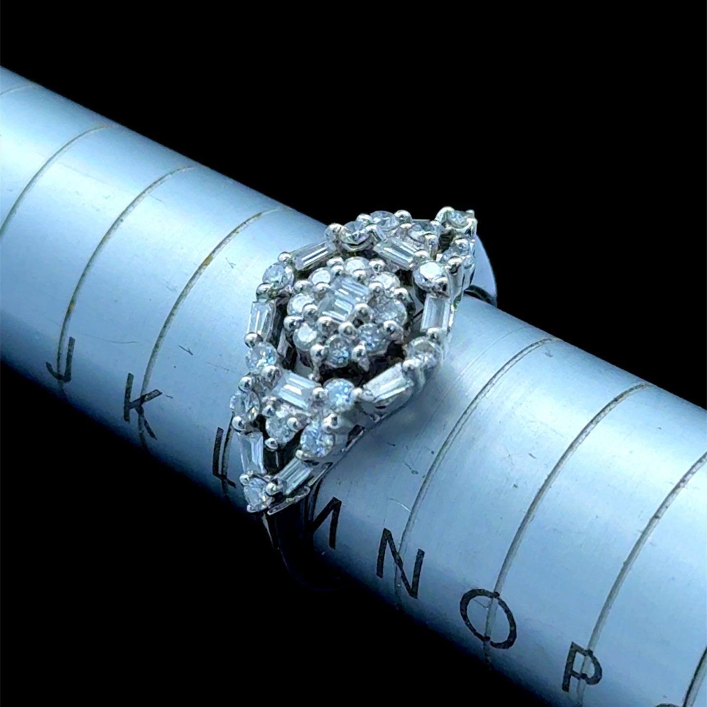 14K White Gold Diamond Fancy Cluster APPX 0.75 CTS