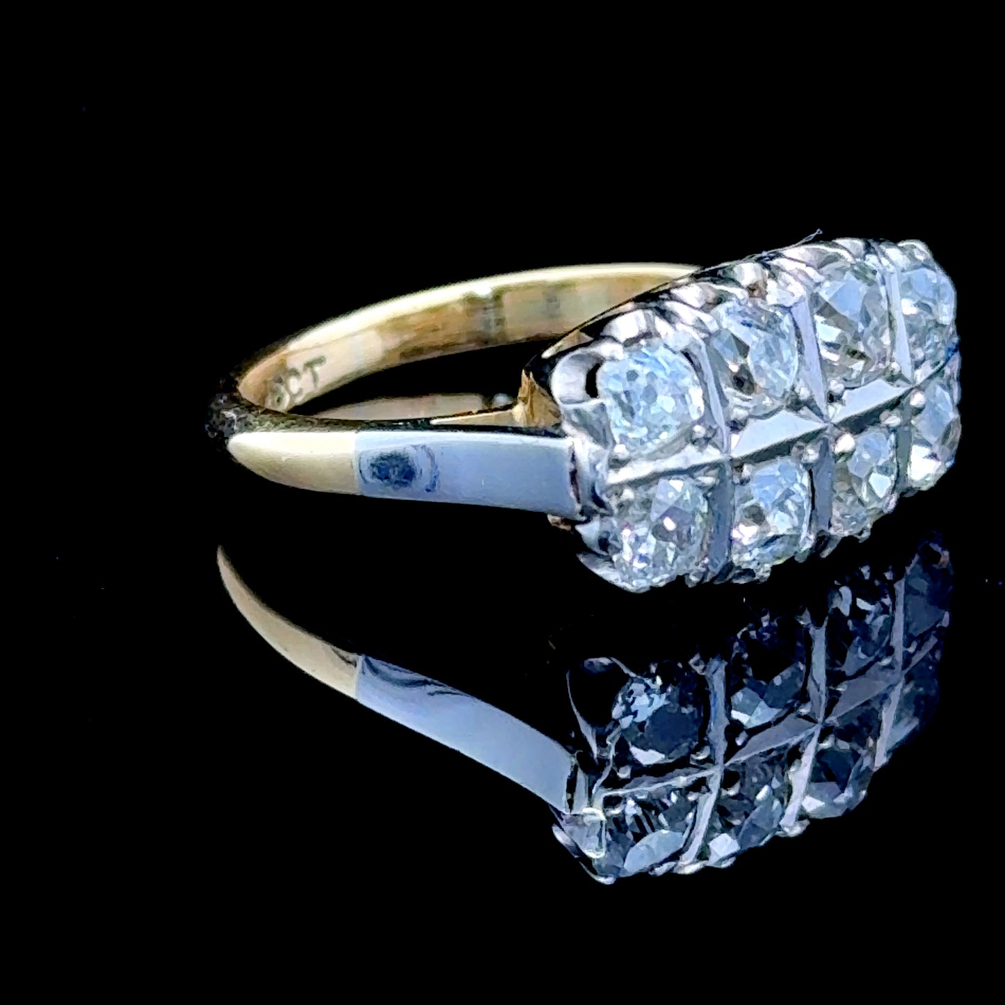 18K Yellow Gold 8 Stone 2 Row Diamond Ring APPX 0.80 CTS