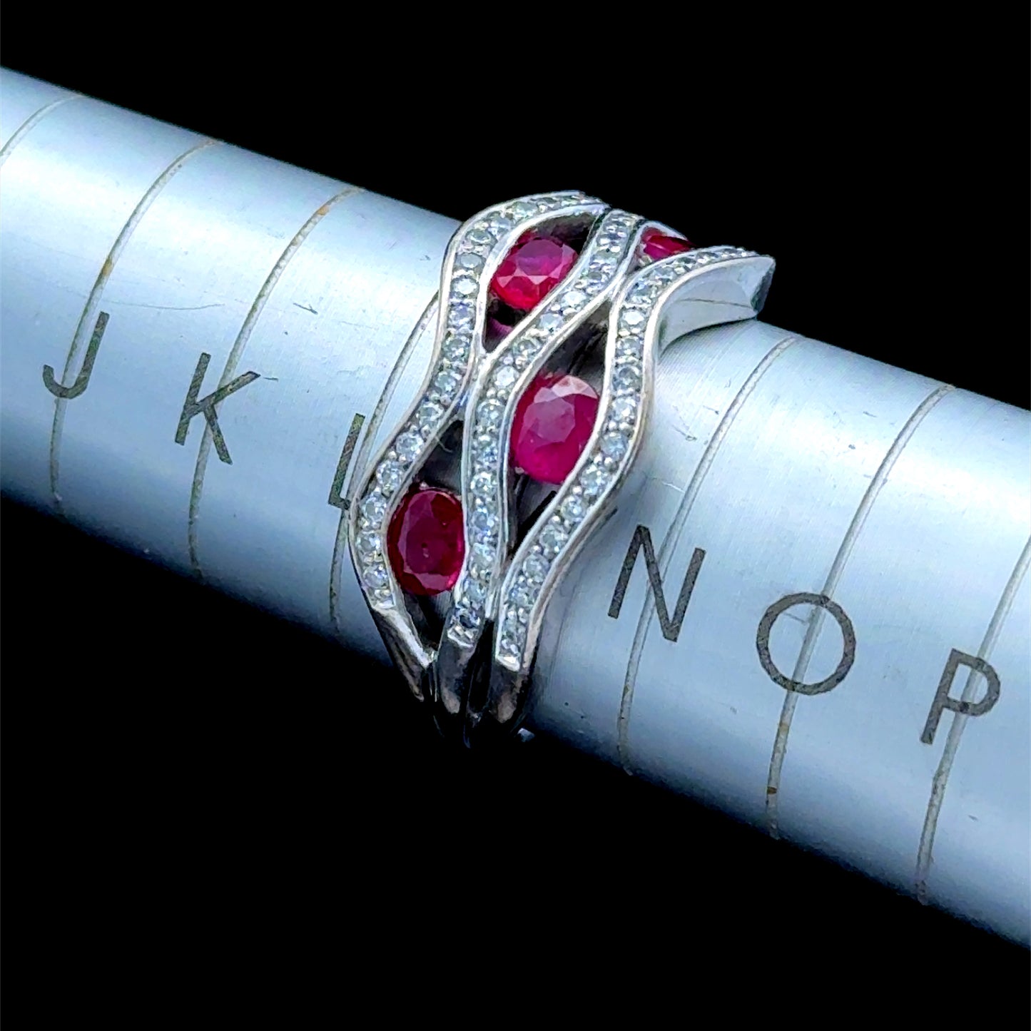 18K Ruby & Diamond Wave Ring Size M