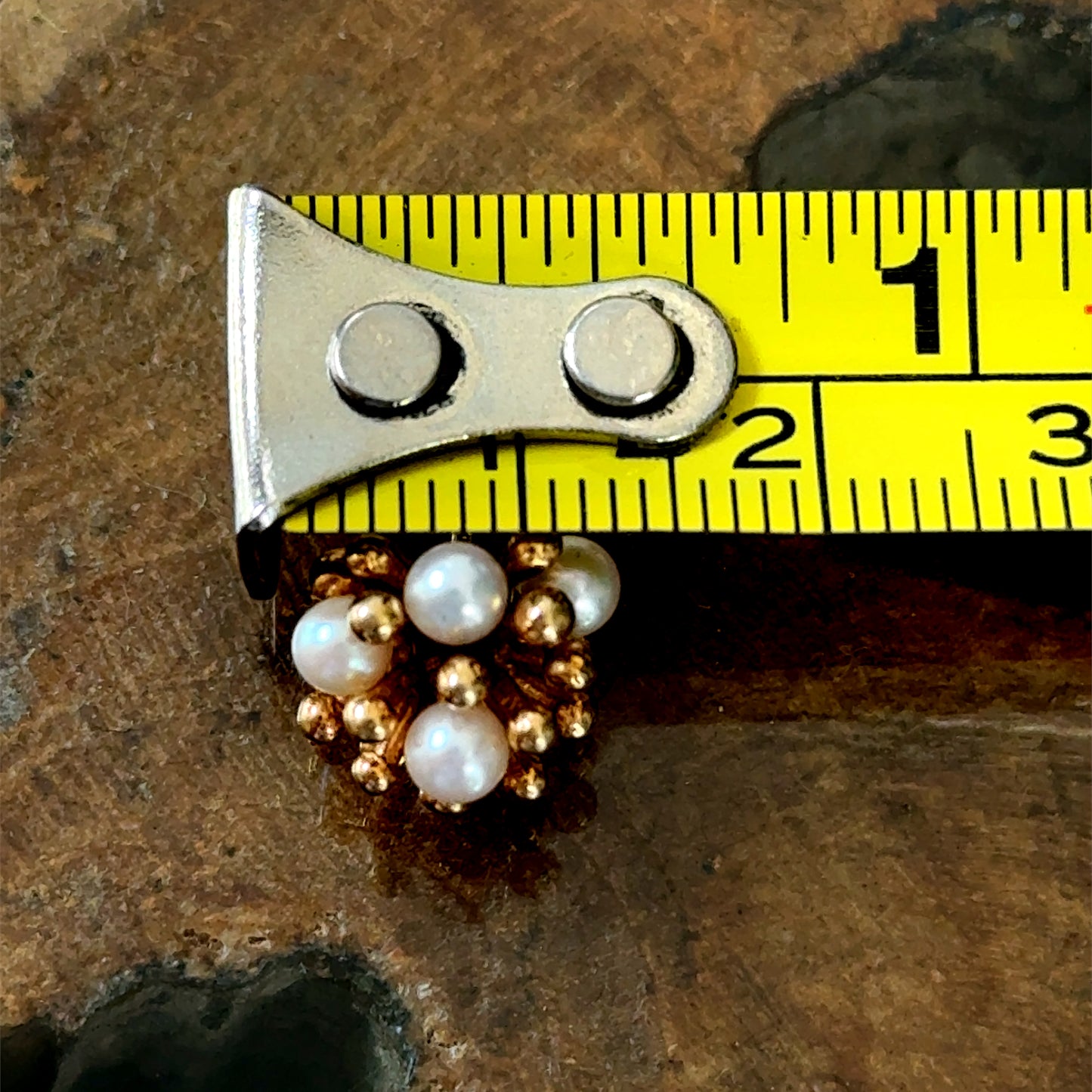 9K Gold & Pearl Cluster Earrings