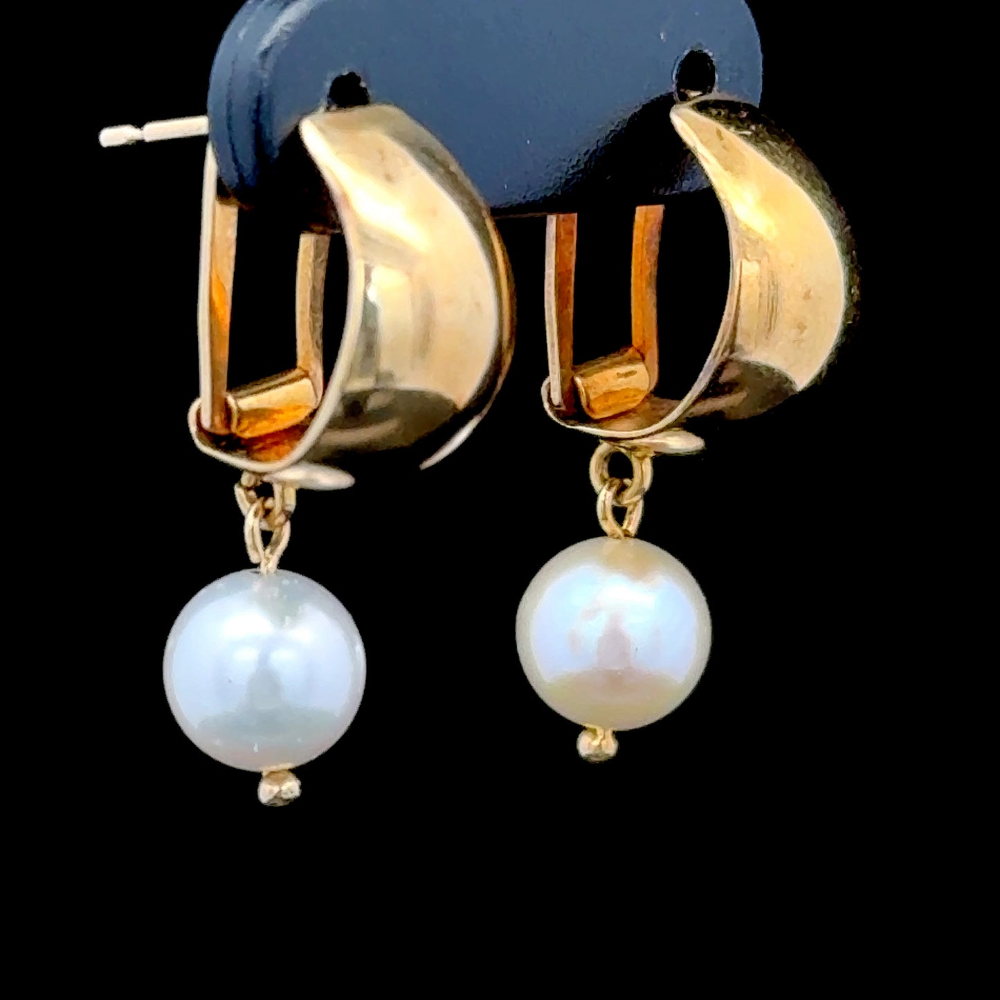9K Yellow Gold & Pearl Drop Earrings