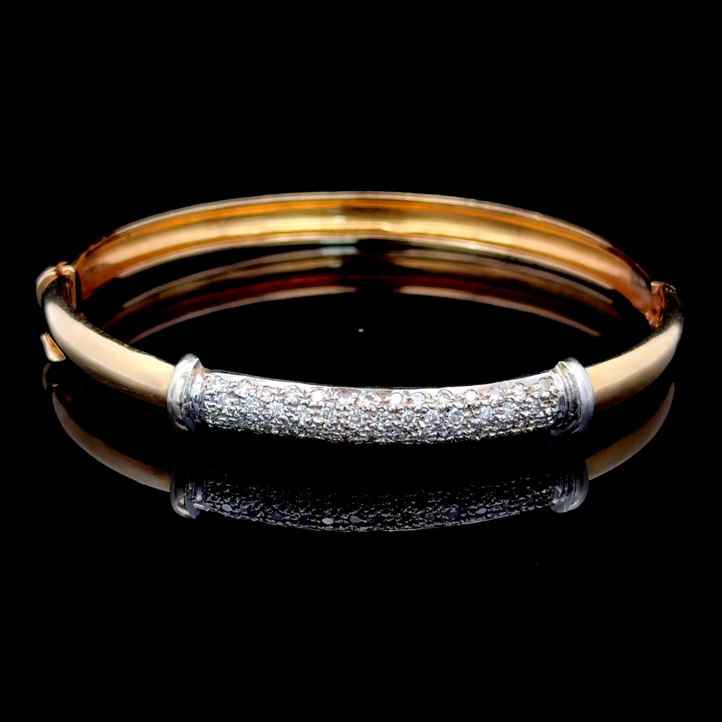 14K Yellow Gold & Diamond Bangle