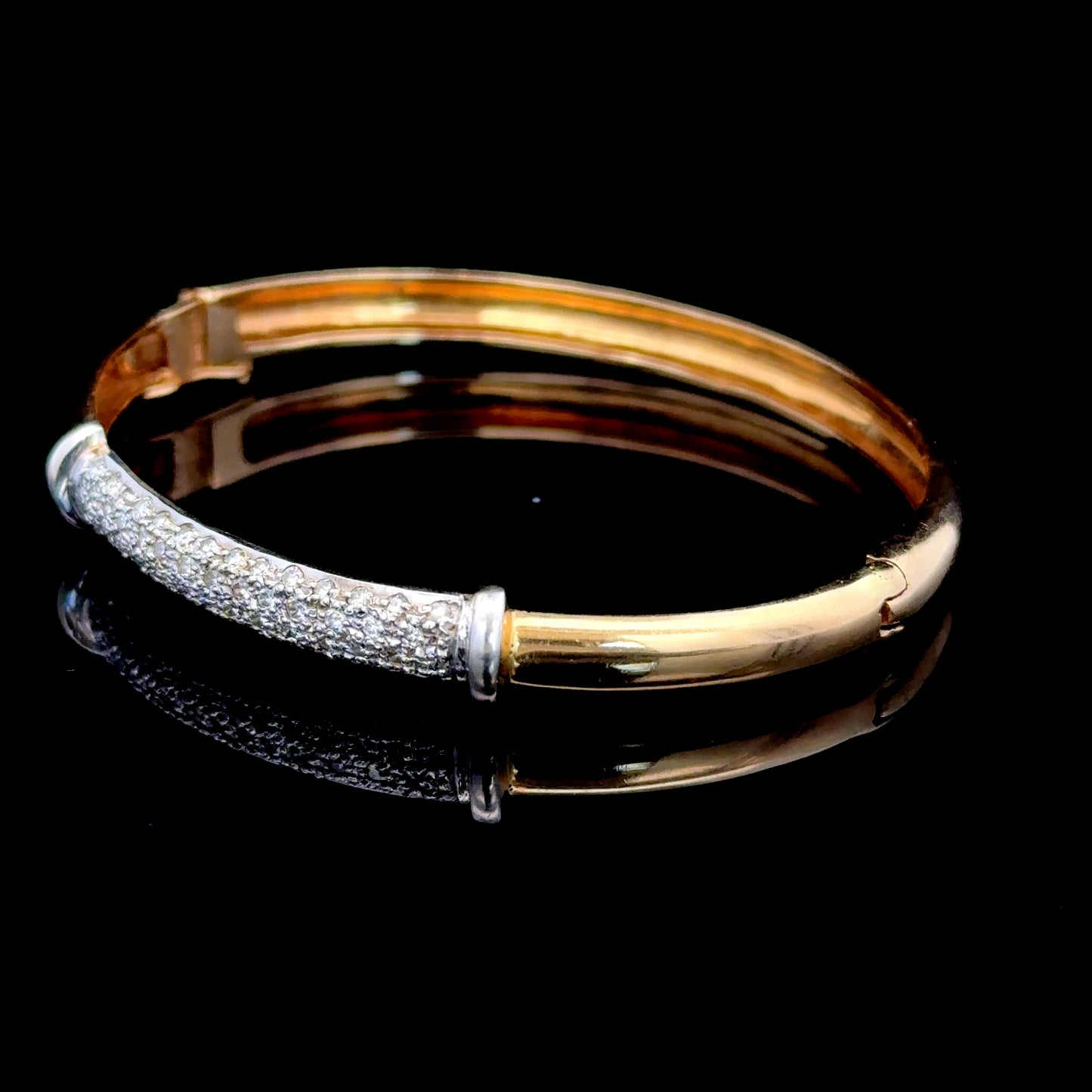 14K Yellow Gold & Diamond Bangle