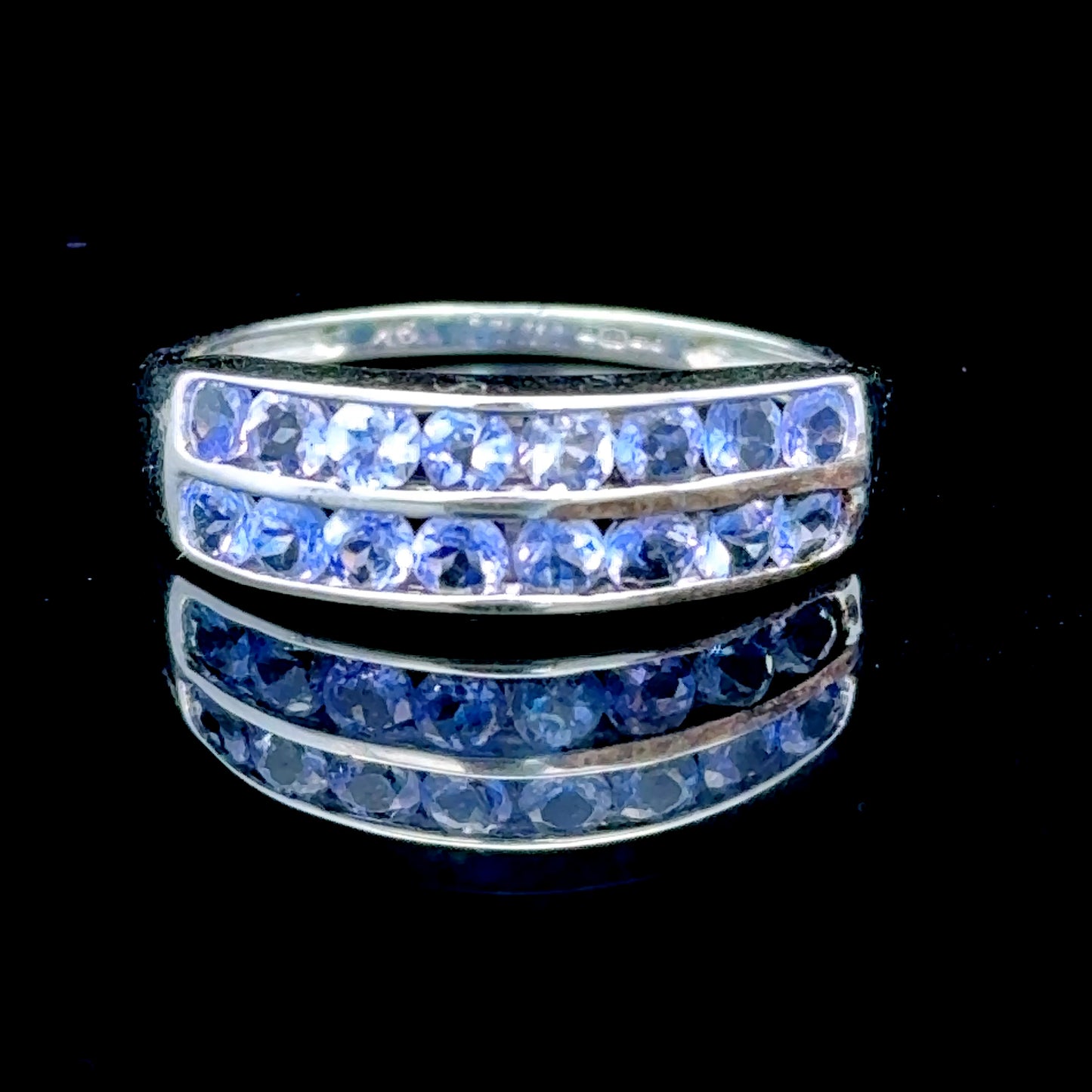 9K White Gold 2 Row Tanzanite Ring