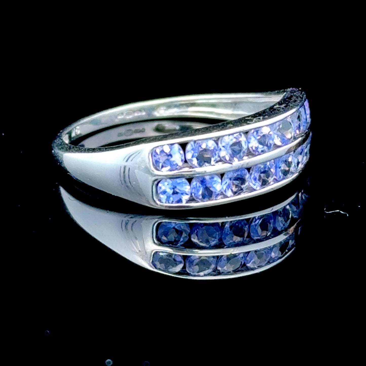 9K White Gold 2 Row Tanzanite Ring