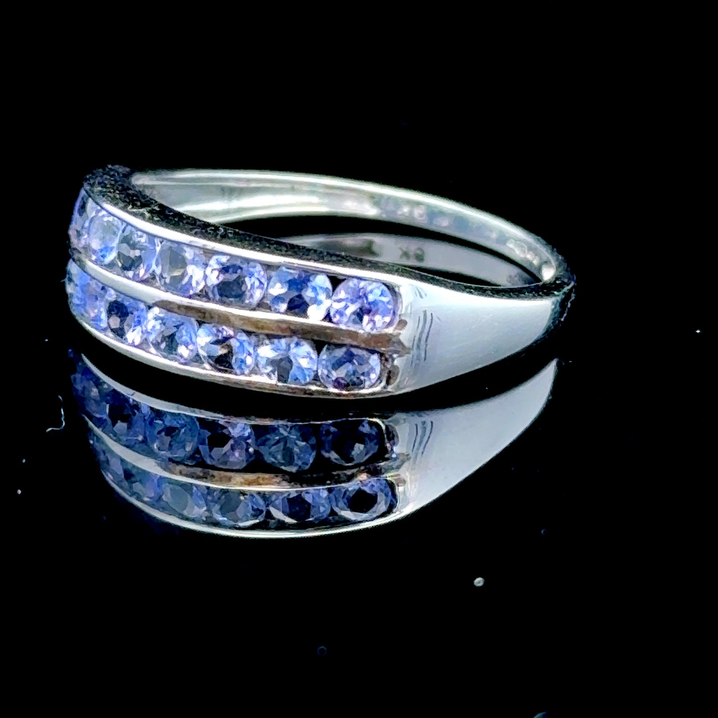 9K White Gold 2 Row Tanzanite Ring