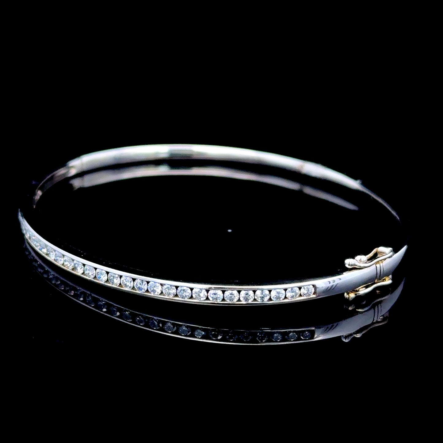 18K White Gold Channel Set Diamond Bangle APPX 1.0 CTS