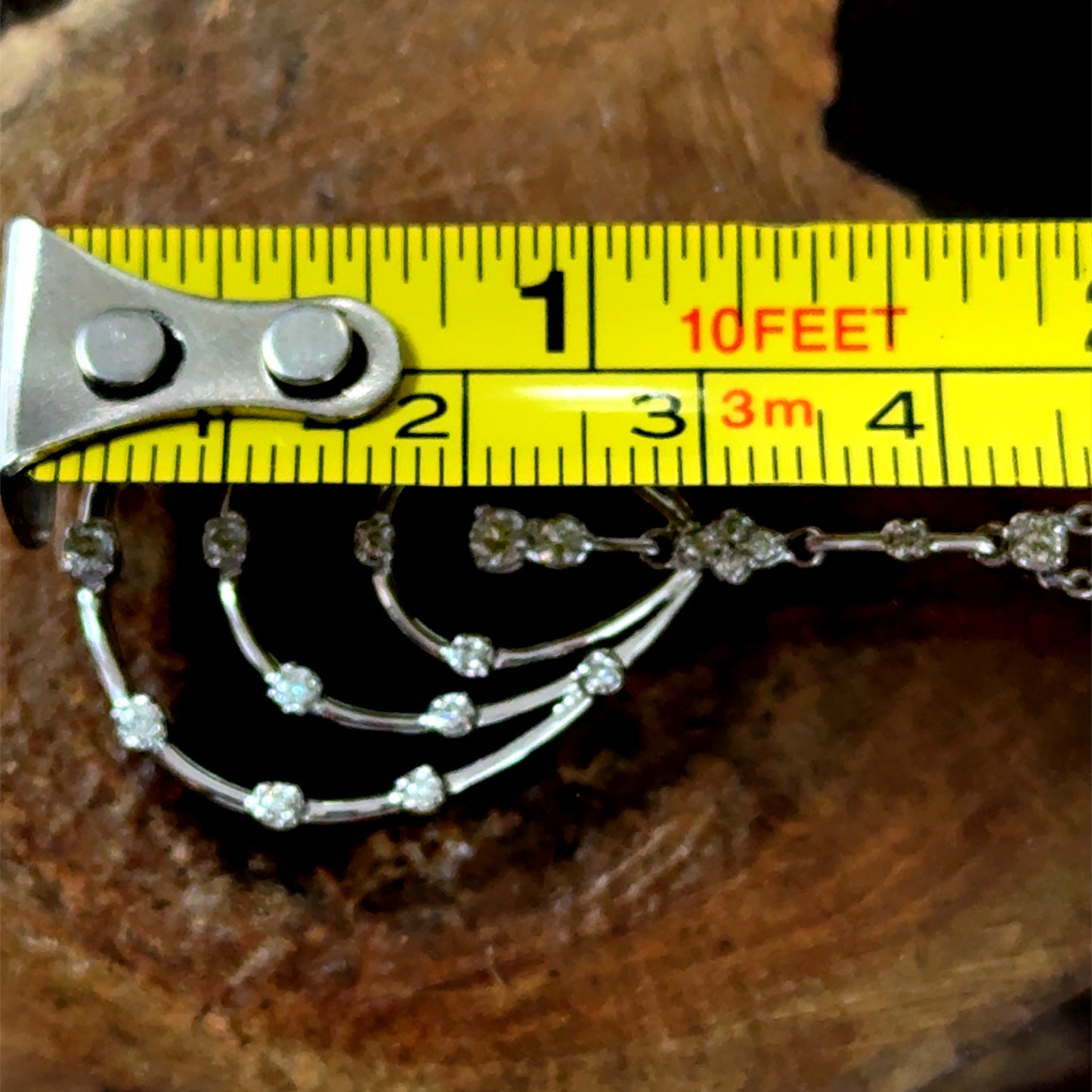 18K White Gold Oval Diamond Pendant & Line Earring Set