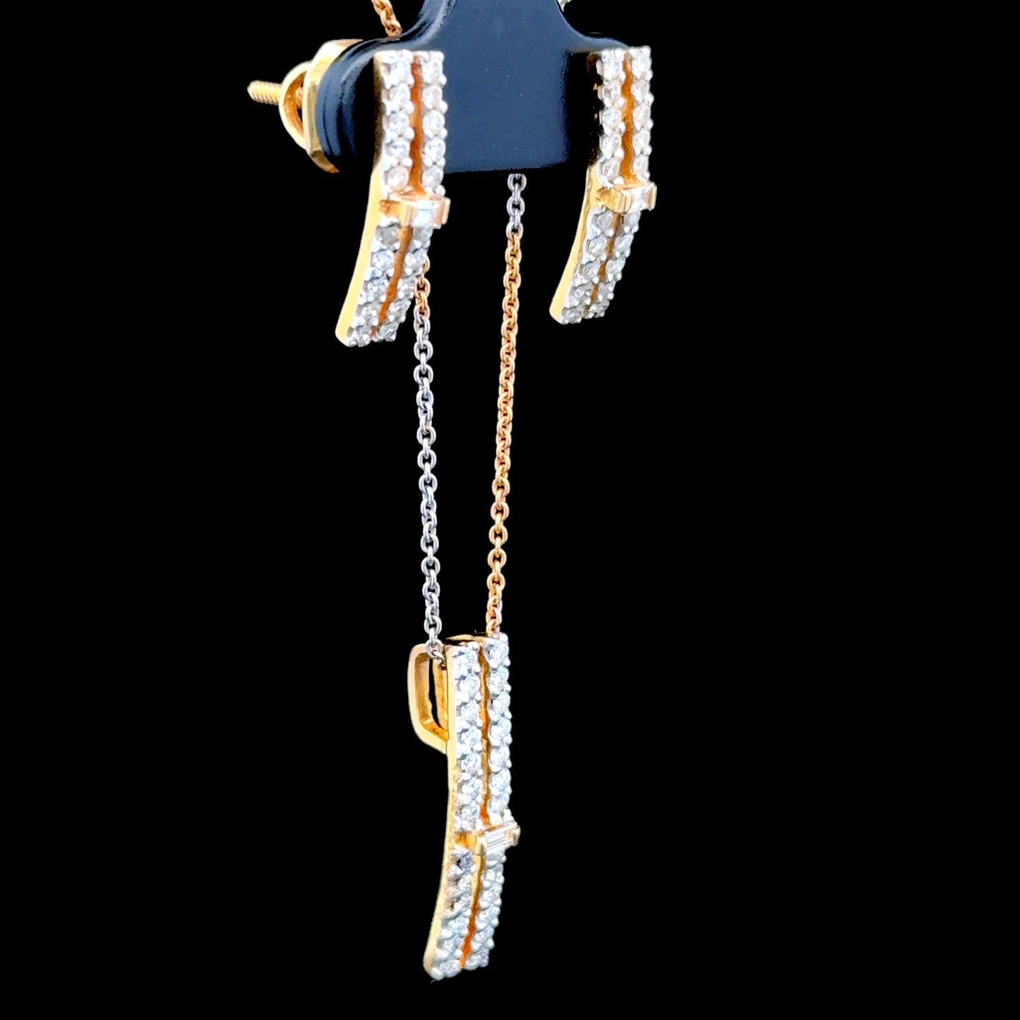 18K Mixed Diamond Pendant & Earring Set Certified E-F VVS