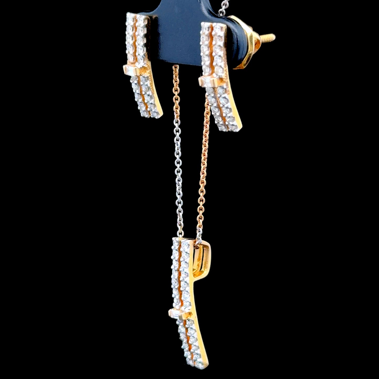 18K Mixed Diamond Pendant & Earring Set Certified E-F VVS