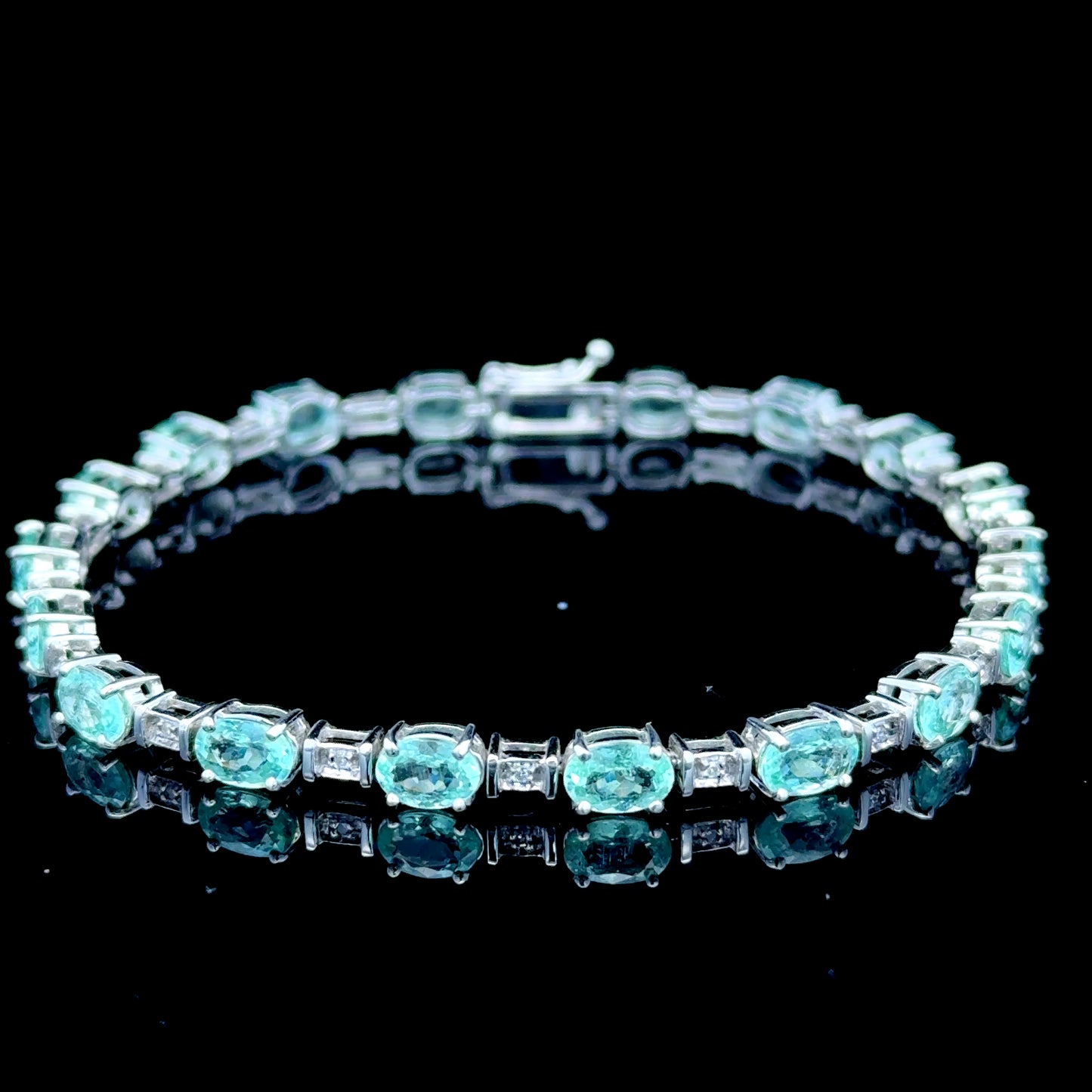 18K White Gold Paraiba Tourmaline & Diamond Bracelet