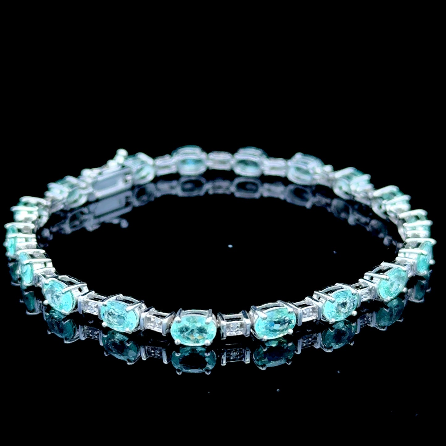 18K White Gold Paraiba Tourmaline & Diamond Bracelet