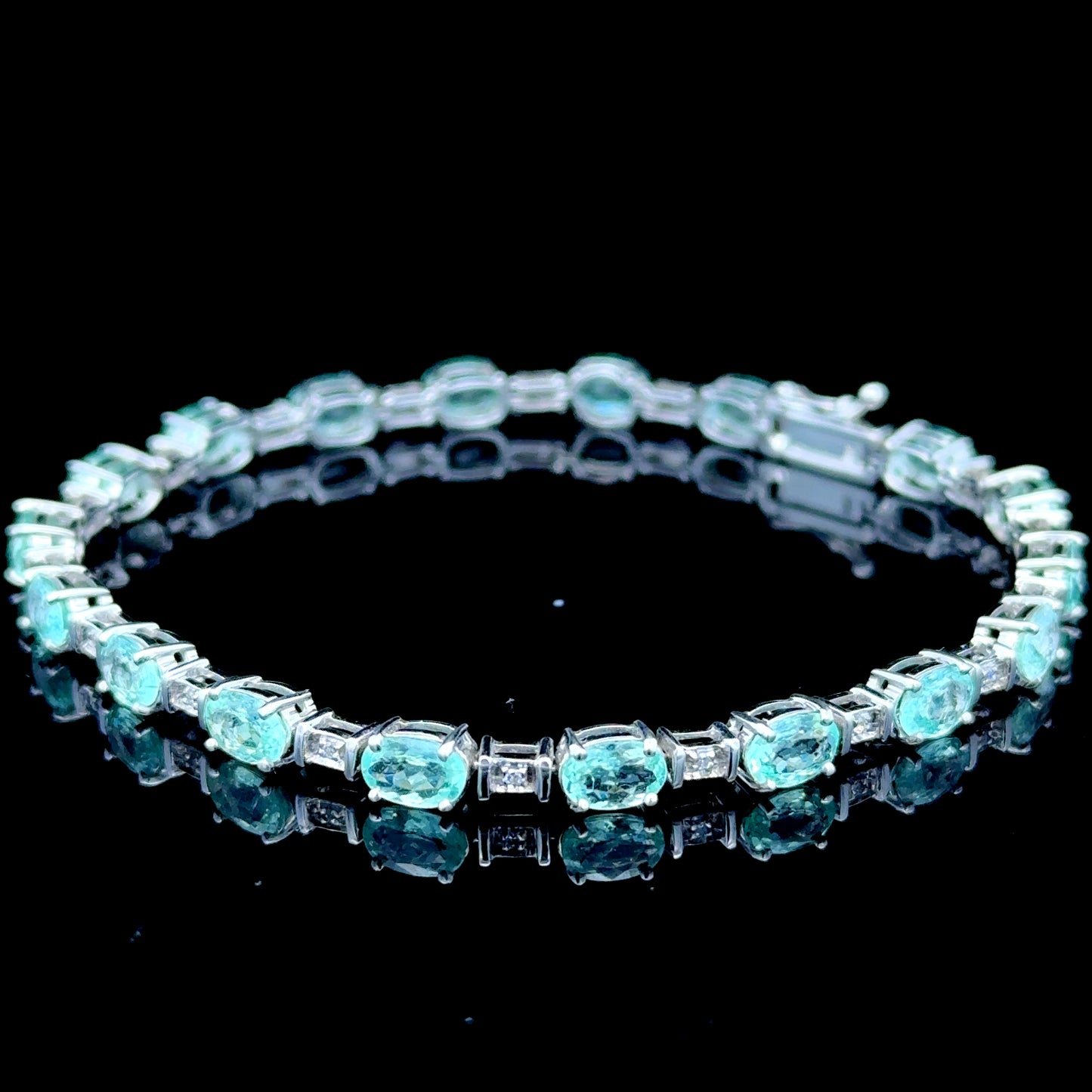 18K White Gold Paraiba Tourmaline & Diamond Bracelet