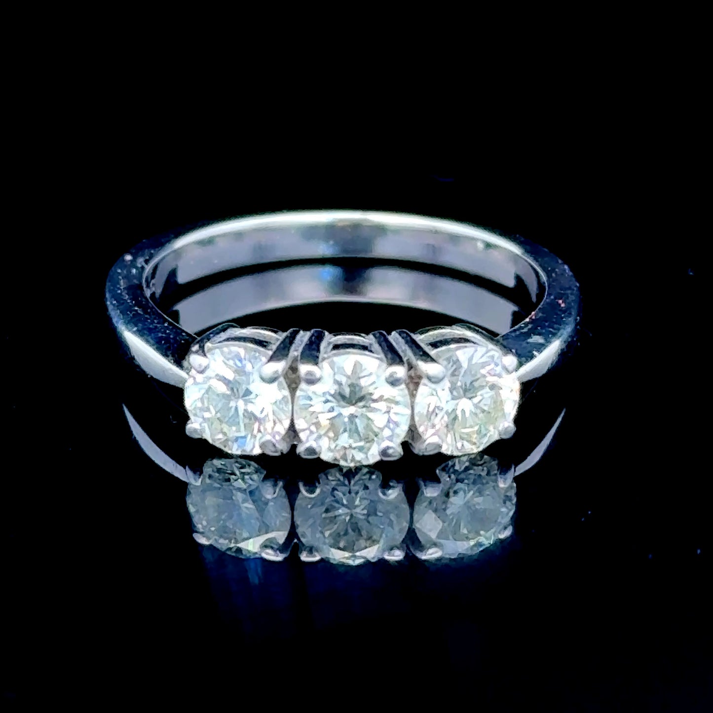 18K White Gold 3 Stone Diamond Ring 1.0 CTS