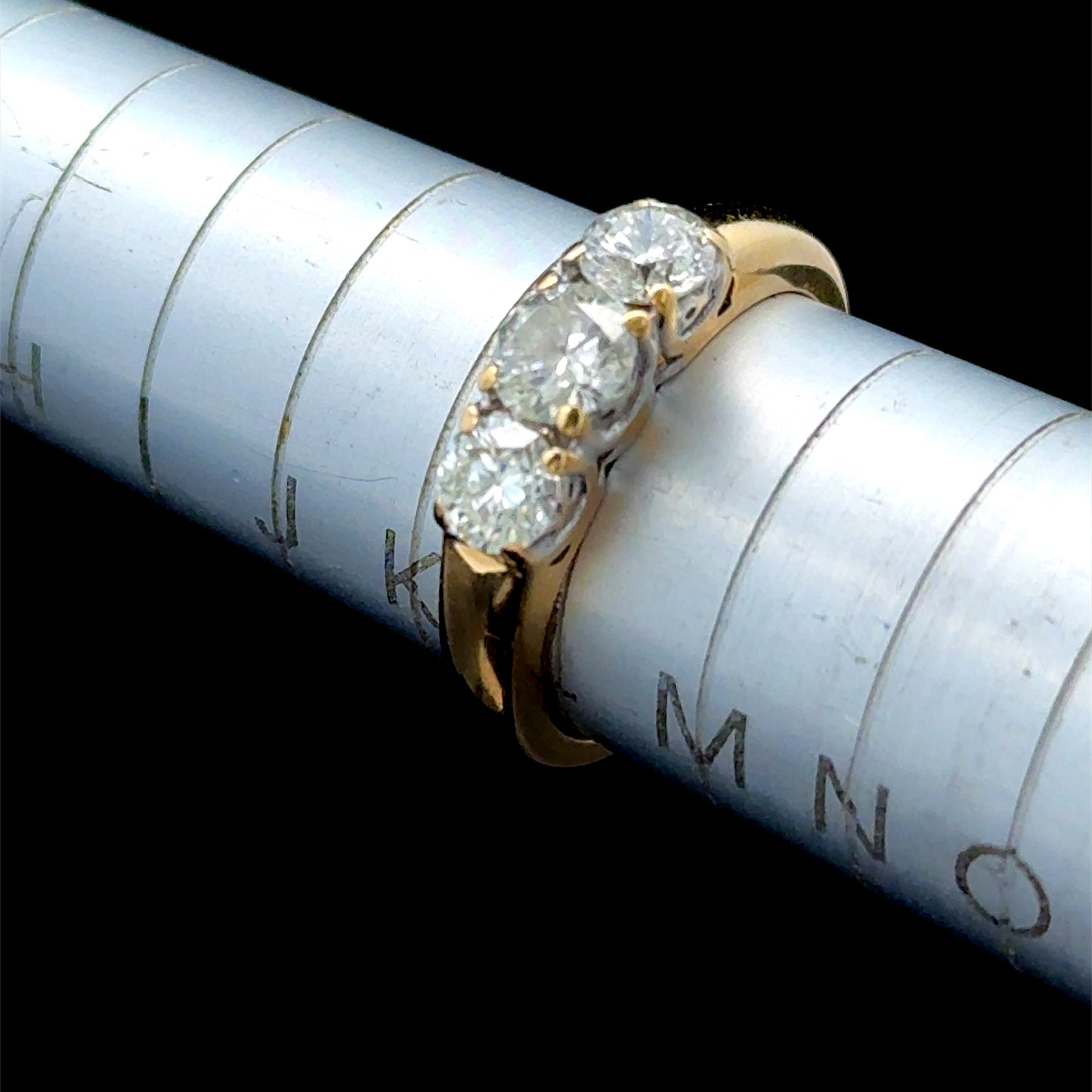 18K Yellow Gold 3 Stone Diamond Rings 1.0 CTS