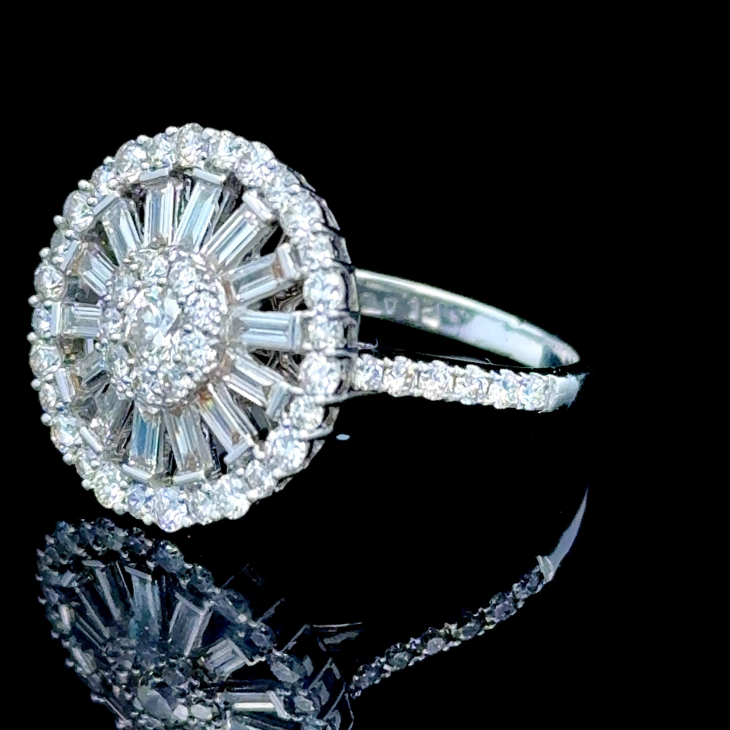 Platinum Diamond Catherine Wheel Ring APPX 1.0 CTS