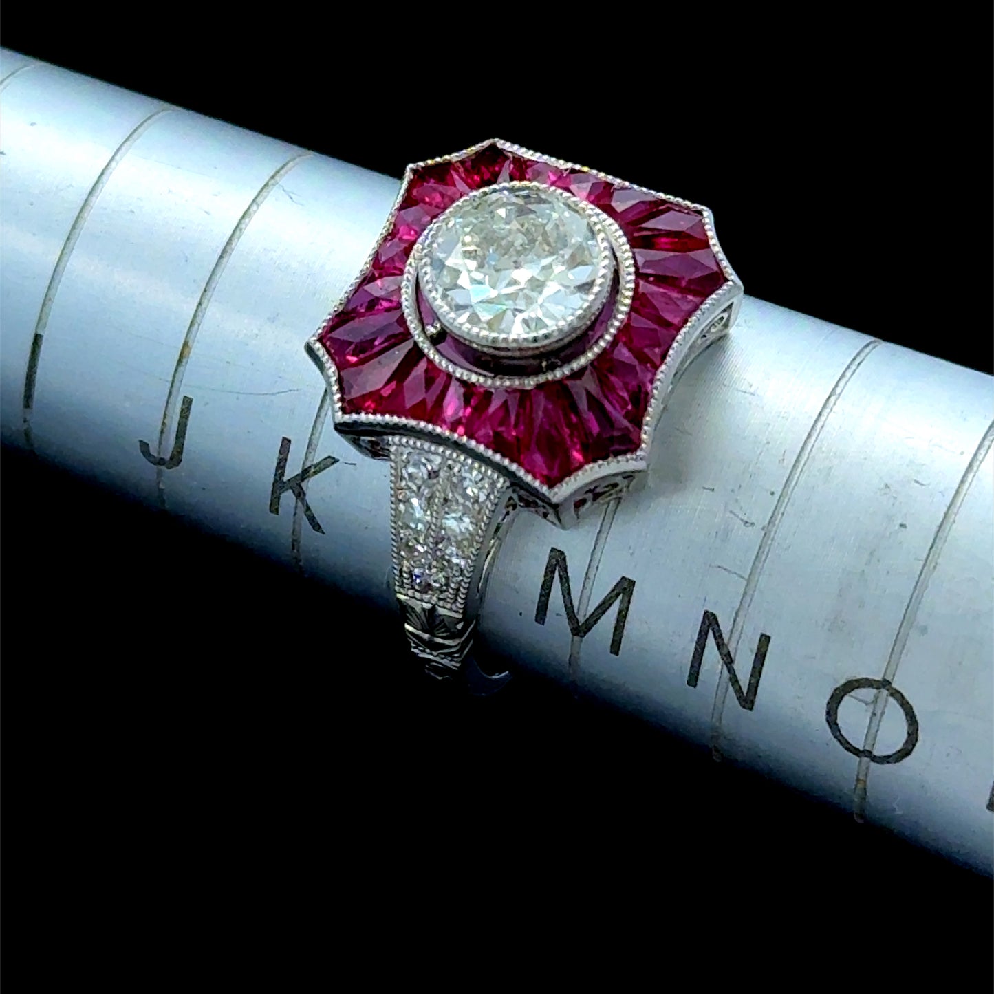 Platinum Ruby & Diamond Cocktail Ring 1.0 ct Centre