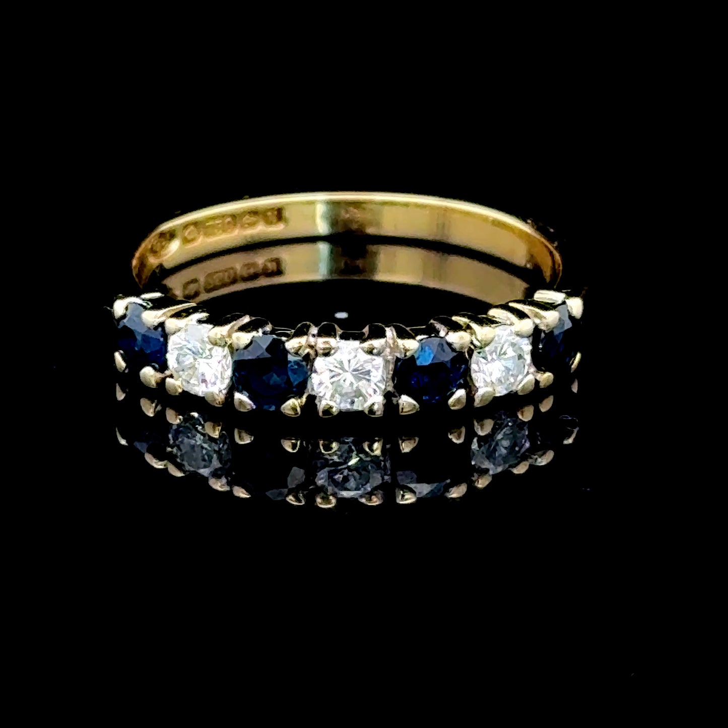 18K Yellow Gold Diamond & Sapphire Band