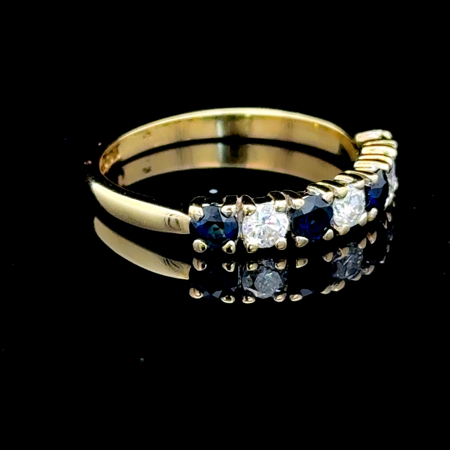 18K Yellow Gold Diamond & Sapphire Band