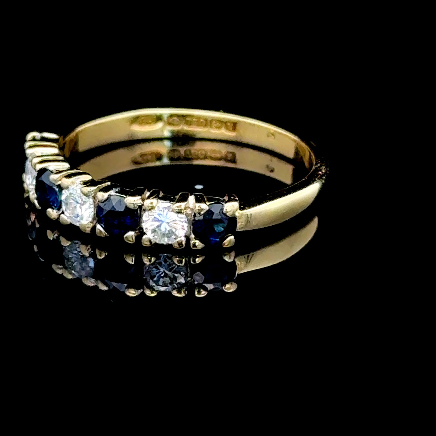 18K Yellow Gold Diamond & Sapphire Band