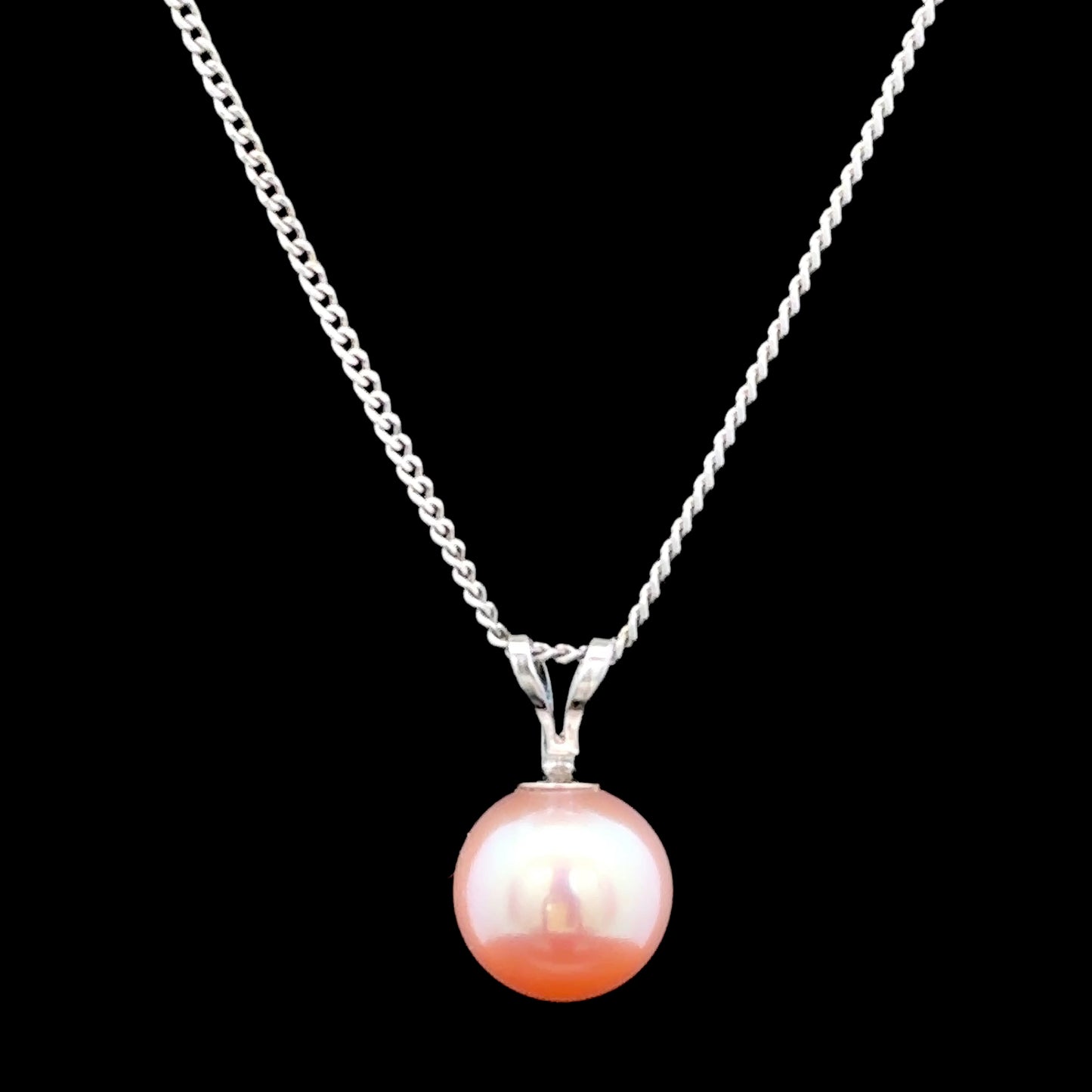 9K White Gold Pink Pearl Pendant
