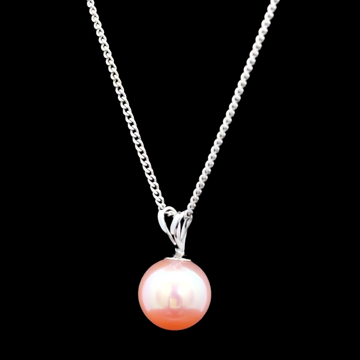 9K White Gold Pink Pearl Pendant