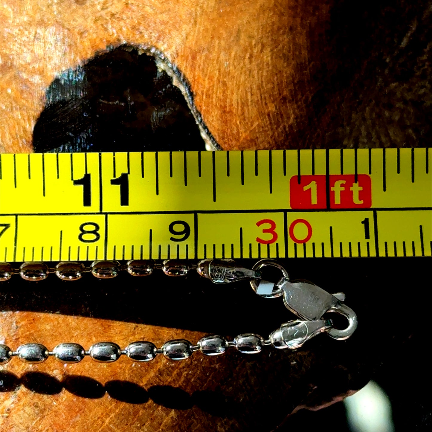 Silver Amberina Glass Drop & Chain