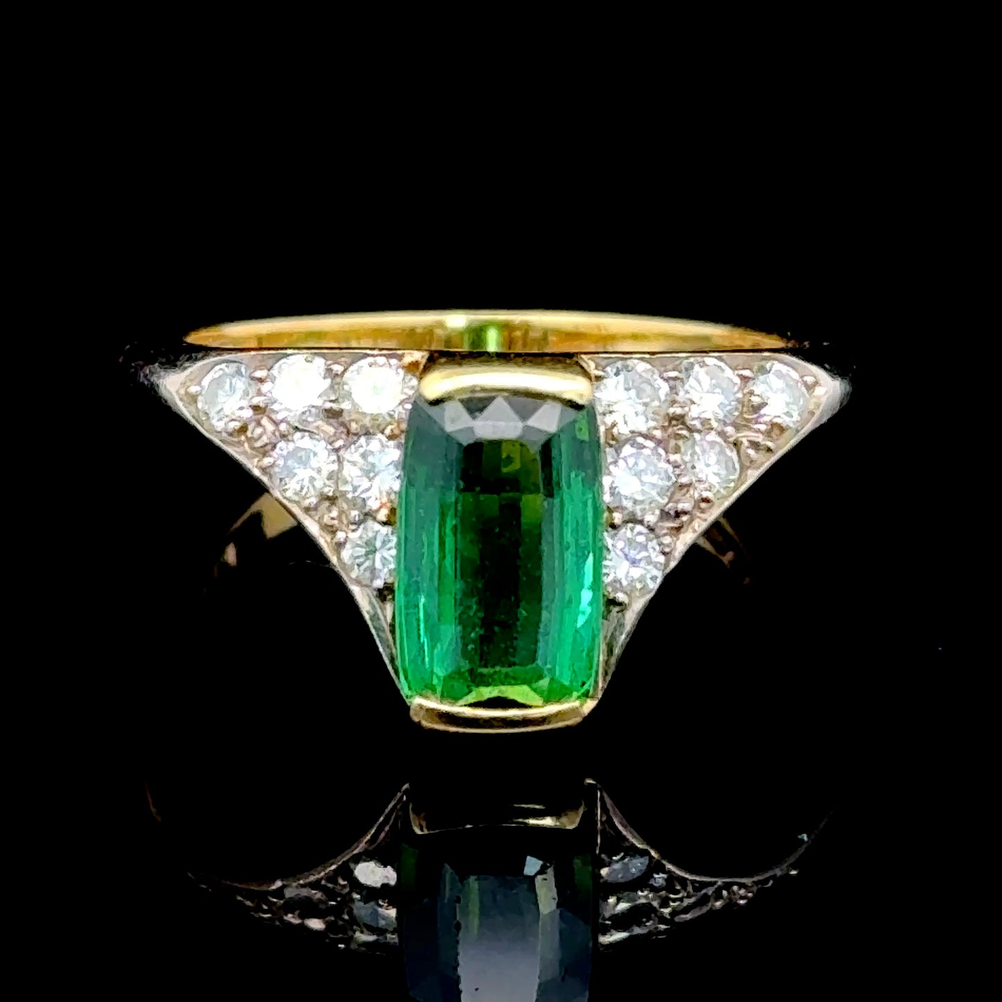 18K Yellow Gold Tourmaline & Diamond Ring APPX 0.5 CTS