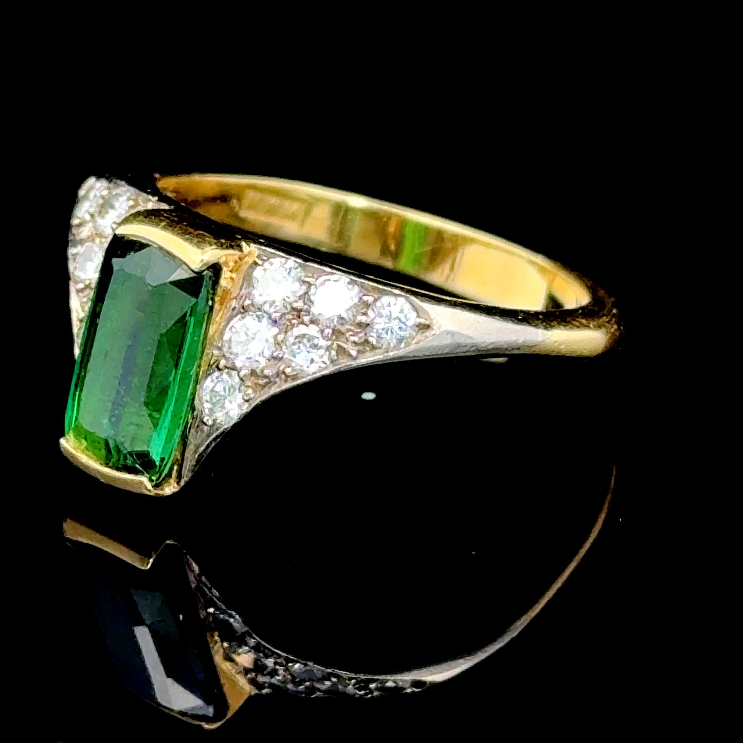 18K Yellow Gold Tourmaline & Diamond Ring APPX 0.5 CTS