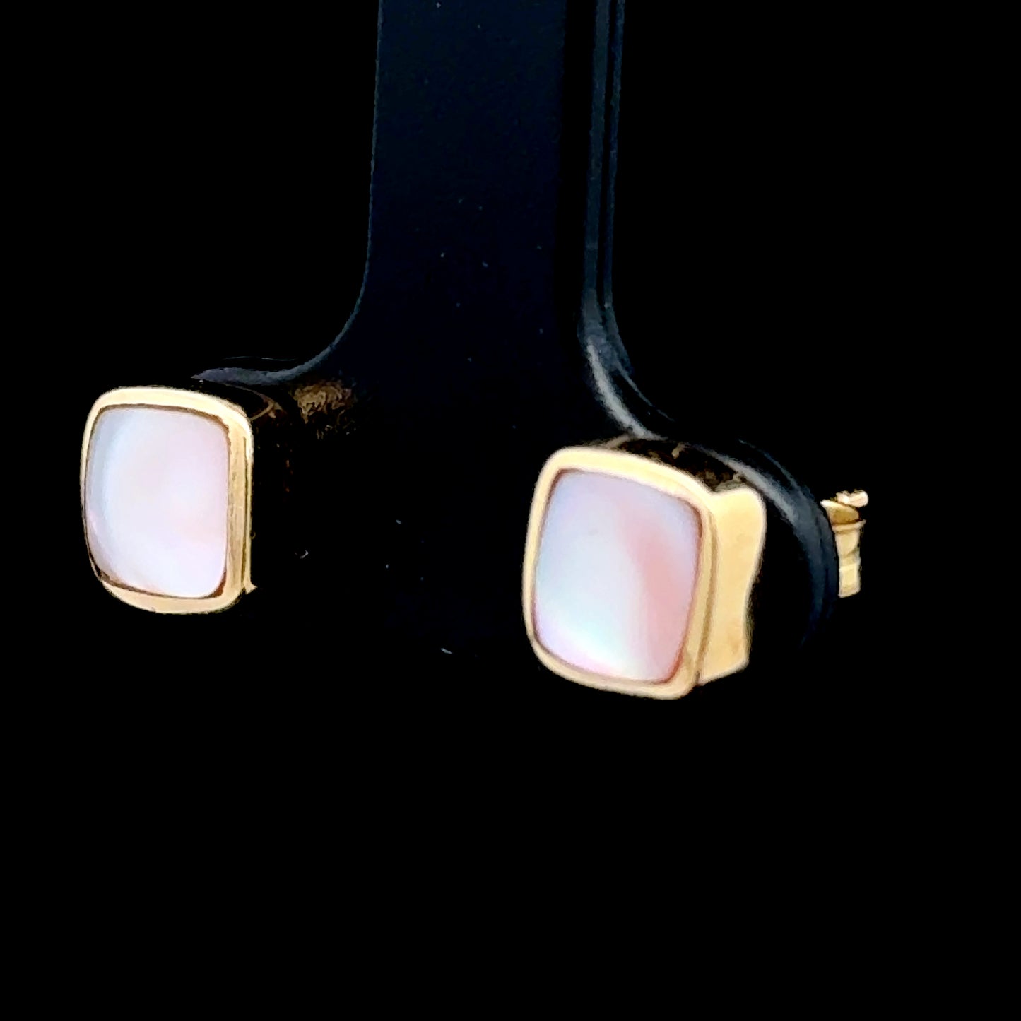 9K Yellow Gold Mother Of Pearl Studs