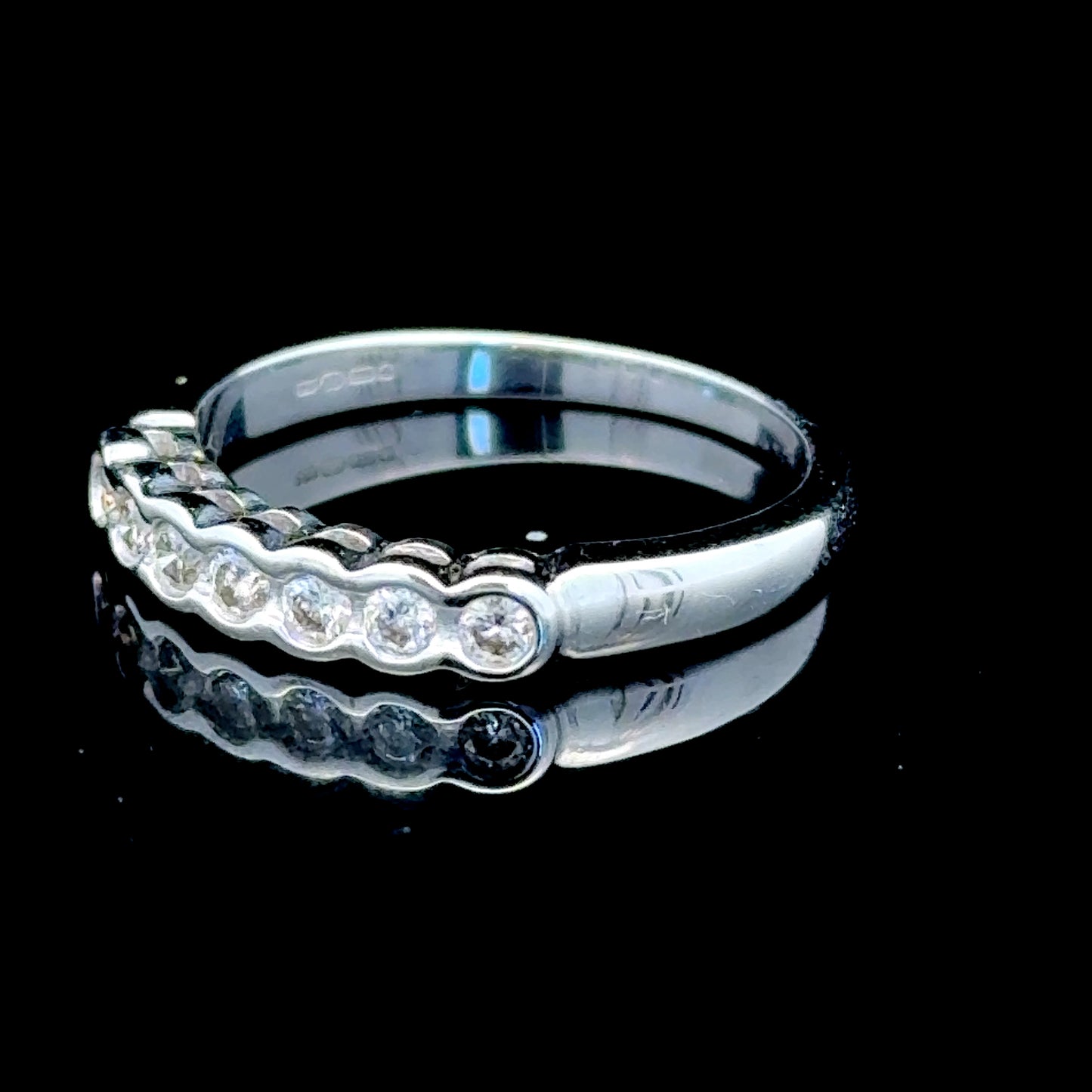 9K White Gold 7 Stone Diamond Band Ring