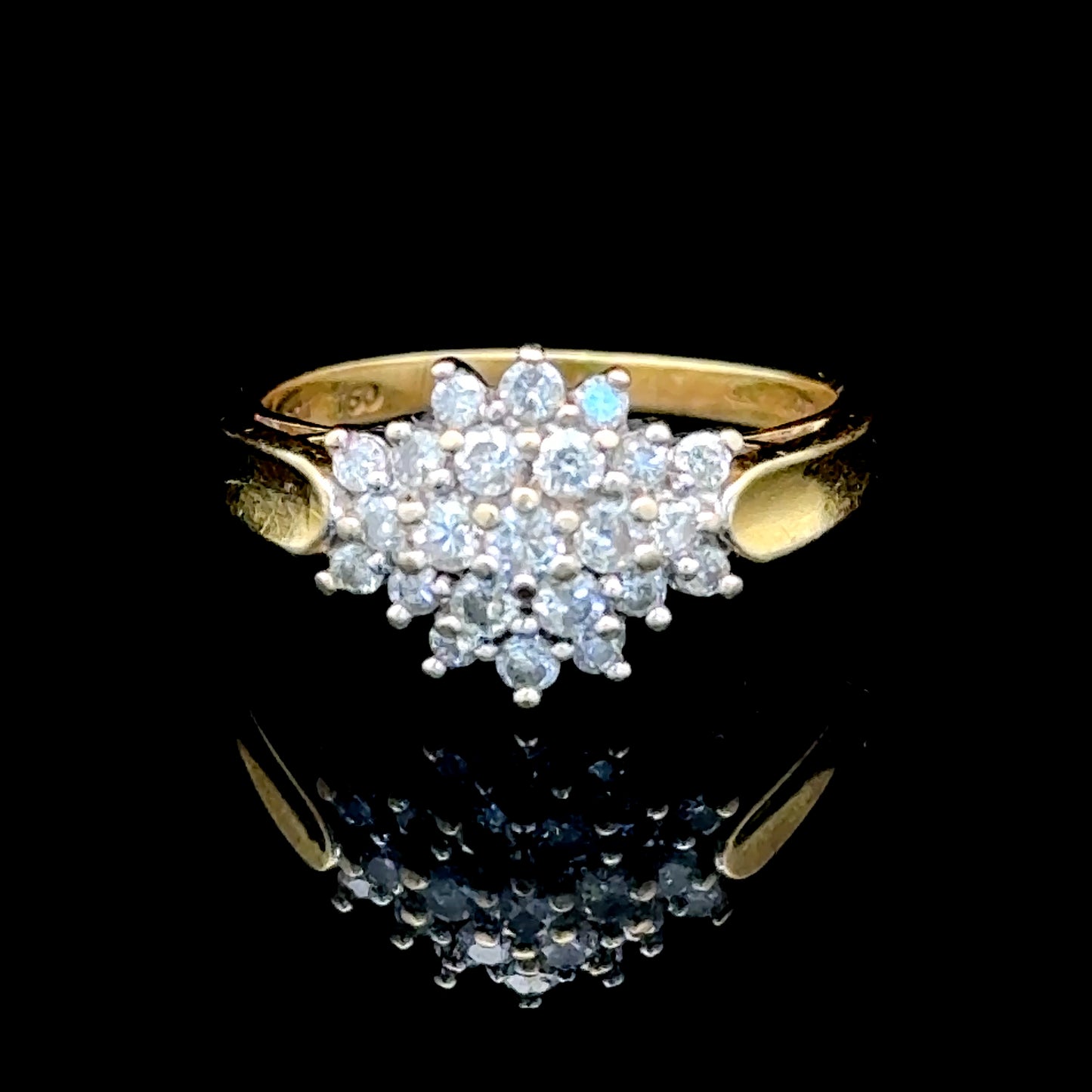 18K Yellow Gold Diamond Cluster Ring APPX 0.5 CTS