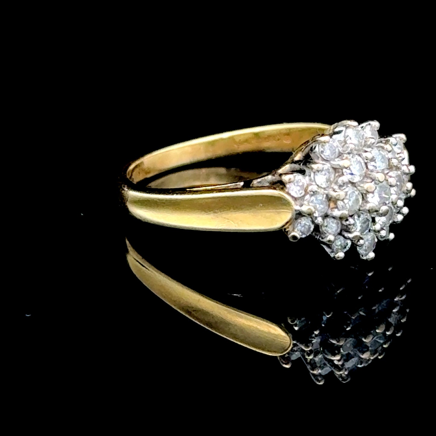18K Yellow Gold Diamond Cluster Ring APPX 0.5 CTS