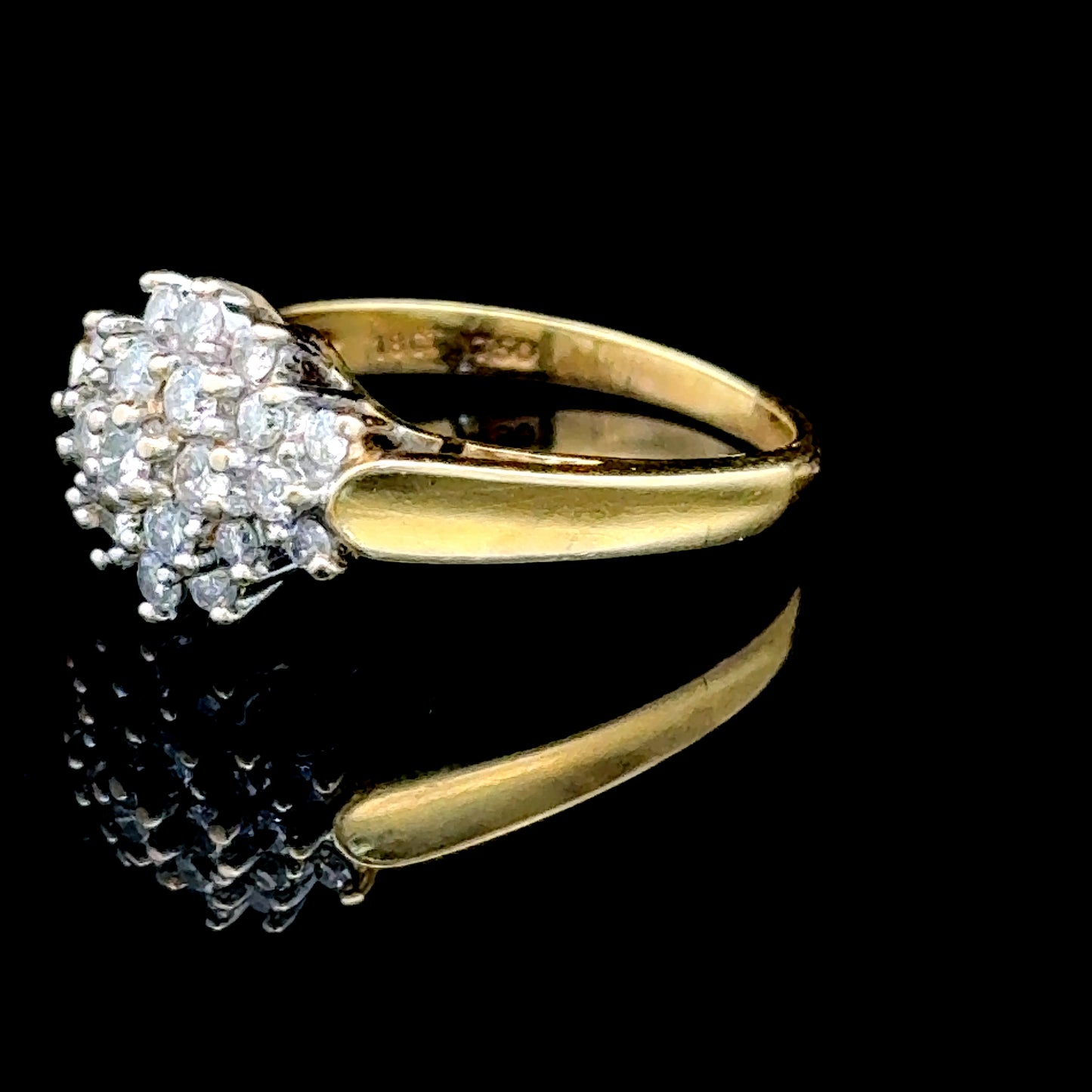 18K Yellow Gold Diamond Cluster Ring APPX 0.5 CTS
