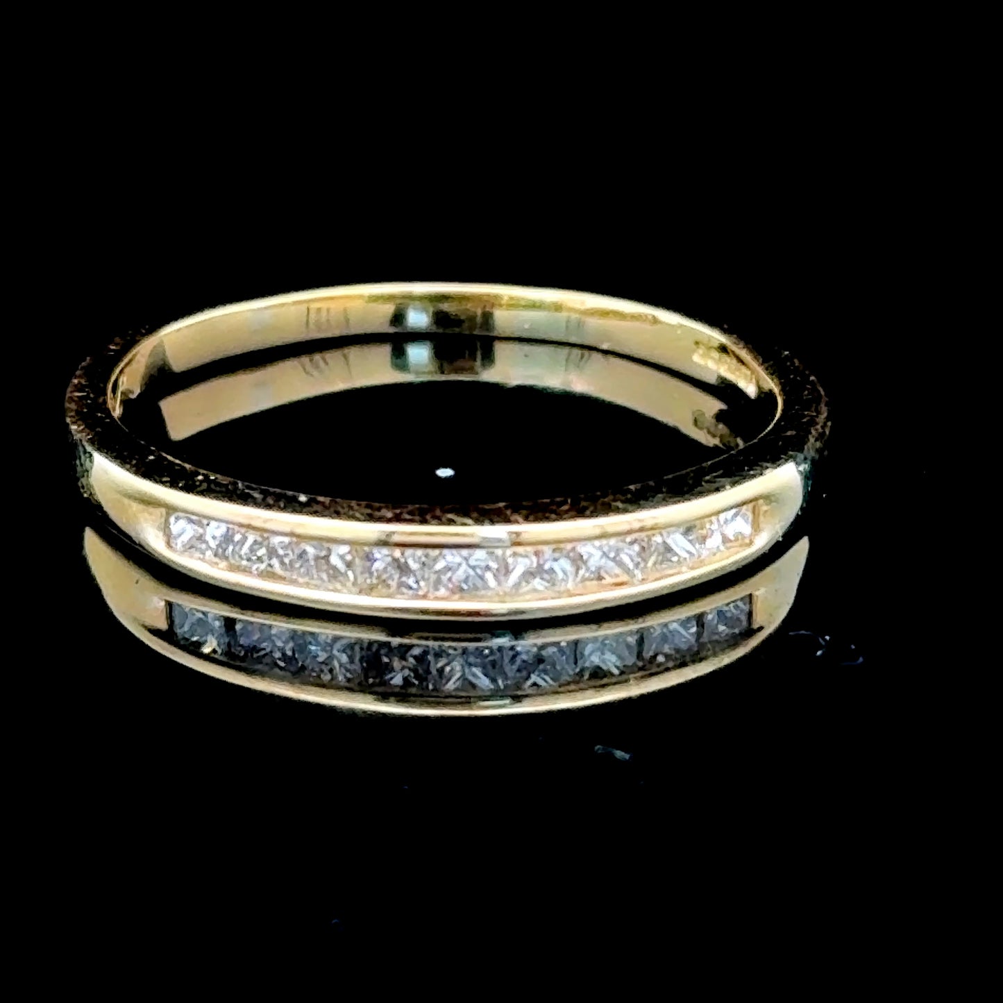 18K Yellow Gold Princess Diamond Band Ring APPX 0.33 CTS