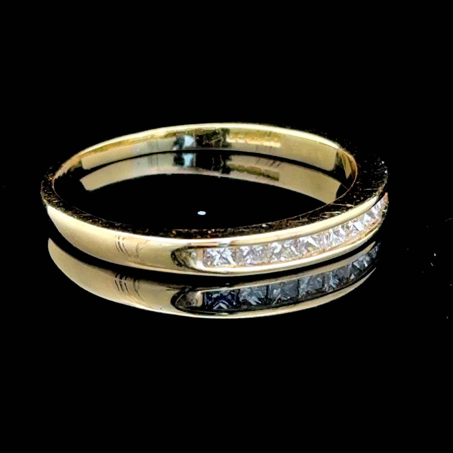 18K Yellow Gold Princess Diamond Band Ring APPX 0.33 CTS