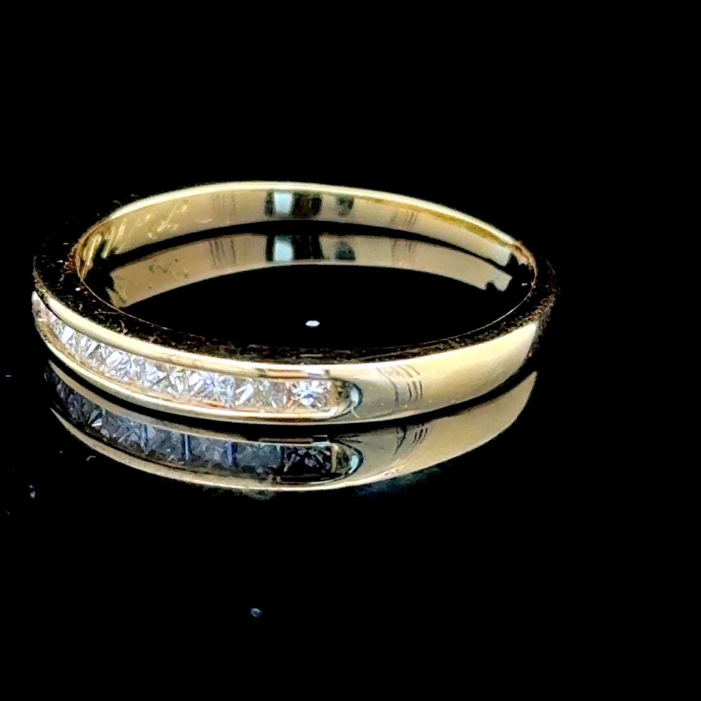 18K Yellow Gold Princess Diamond Band Ring APPX 0.33 CTS