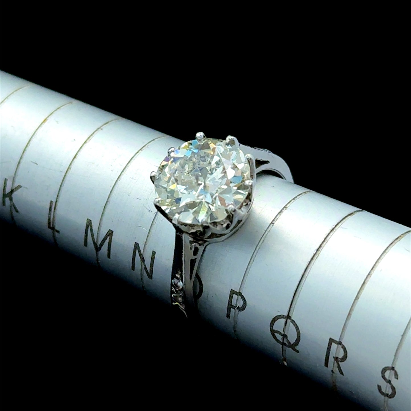 18K White Gold Solitaire Diamond Ring With Diamonds To Shoulders APPX 3.25 CTS