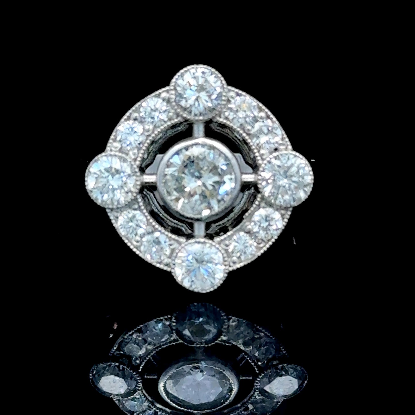 Platinum 5 Stone Diamond Target Ring APPX 2 CTS