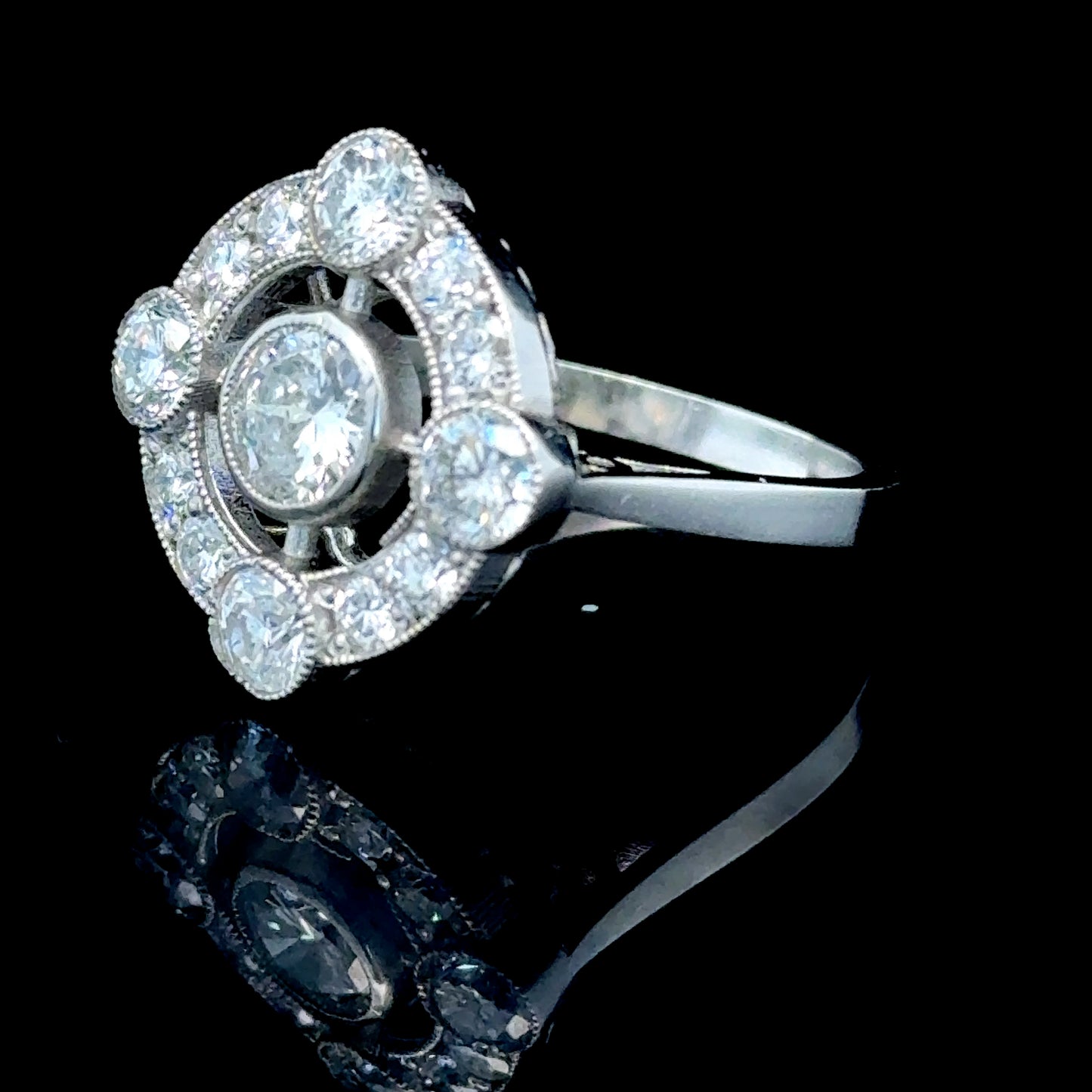 Platinum 5 Stone Diamond Target Ring APPX 2 CTS