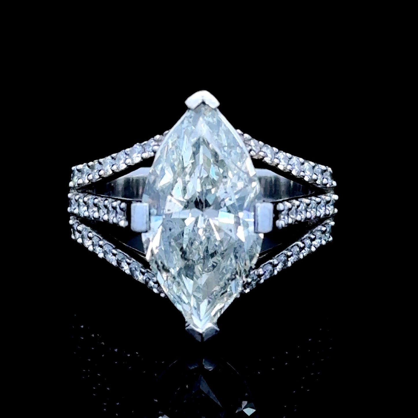 Platinum 5 Carat Marquise Diamond Ring 5.4 CTS Total