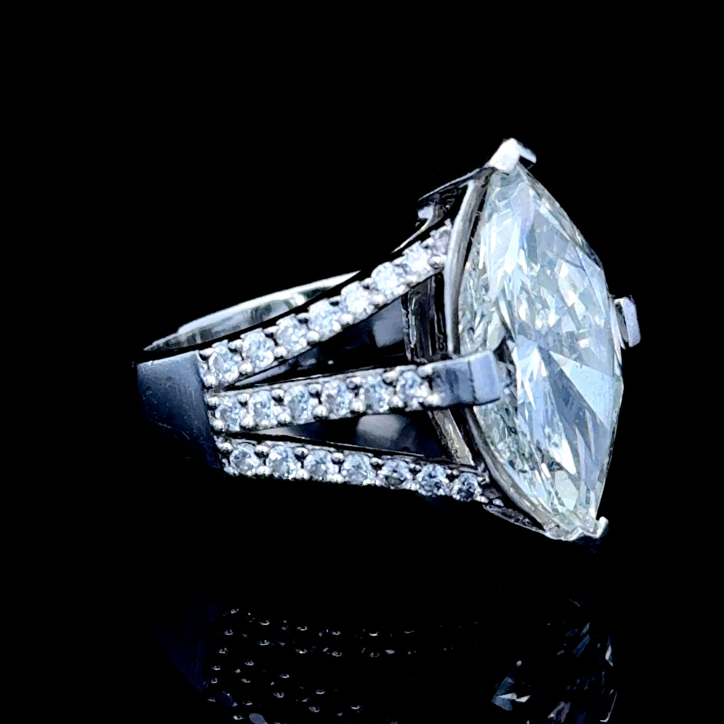 Platinum 5 Carat Marquise Diamond Ring 5.4 CTS Total