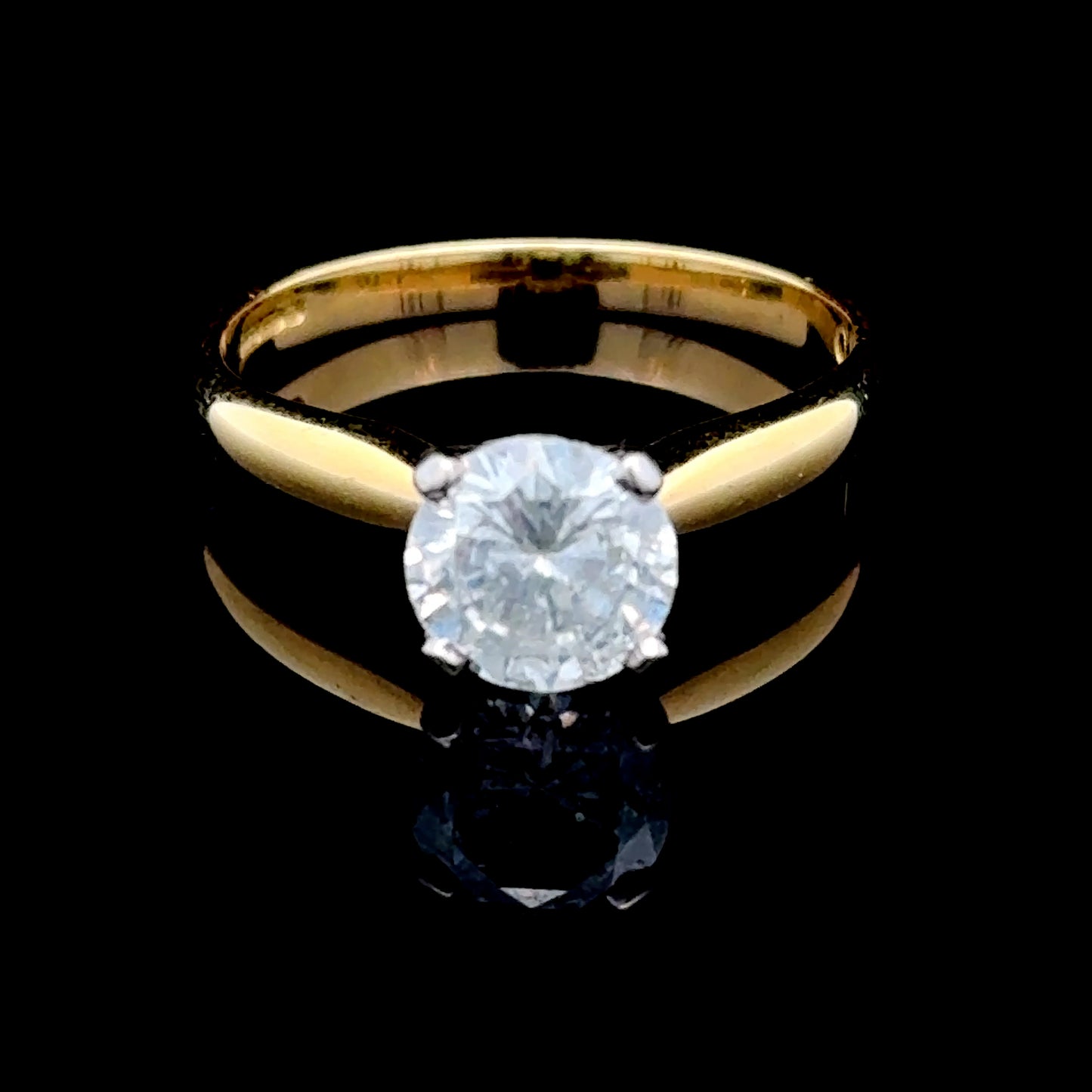 18K Yellow Gold Diamond Solitaire Ring APPX 1.1 CTS