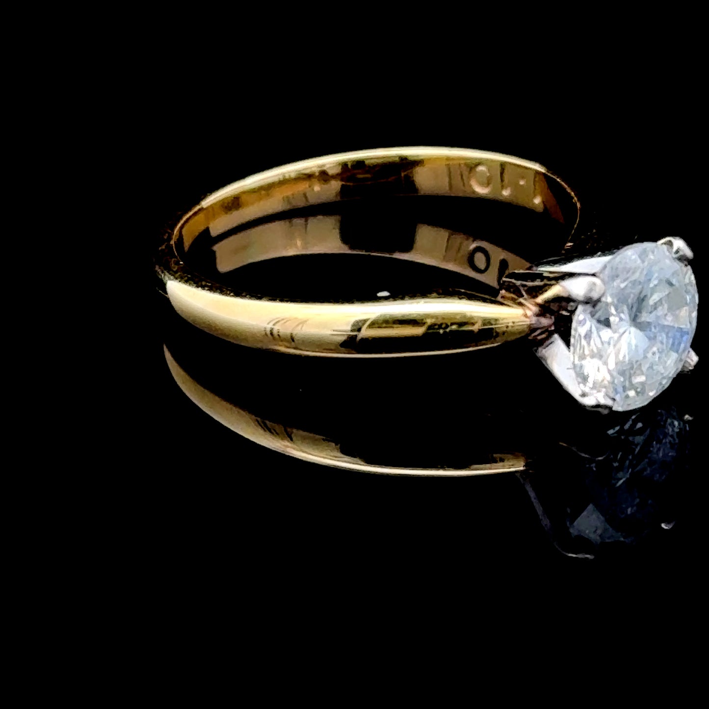 18K Yellow Gold Diamond Solitaire Ring APPX 1.1 CTS